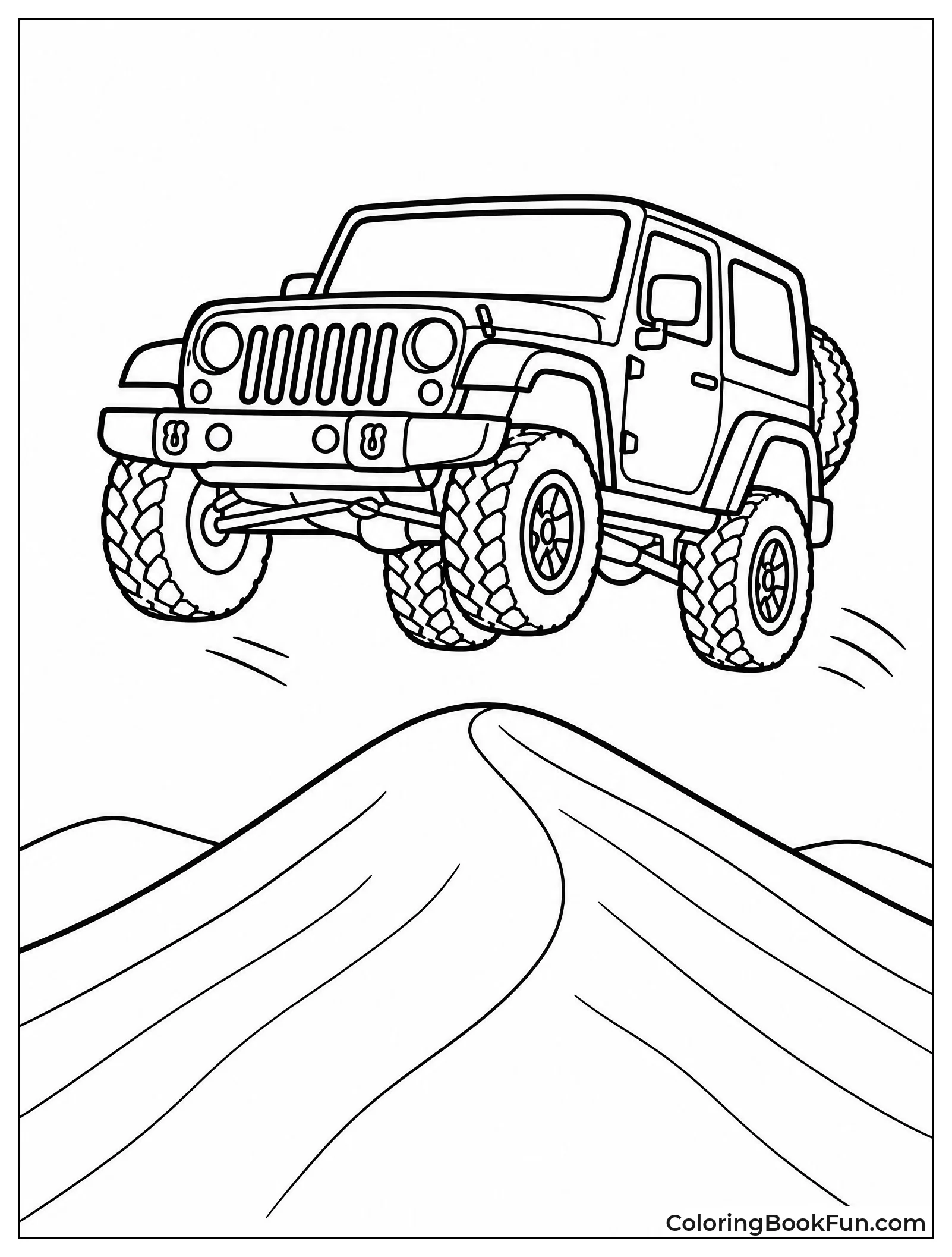 Jeep Jumps Over Big Sand Dune
