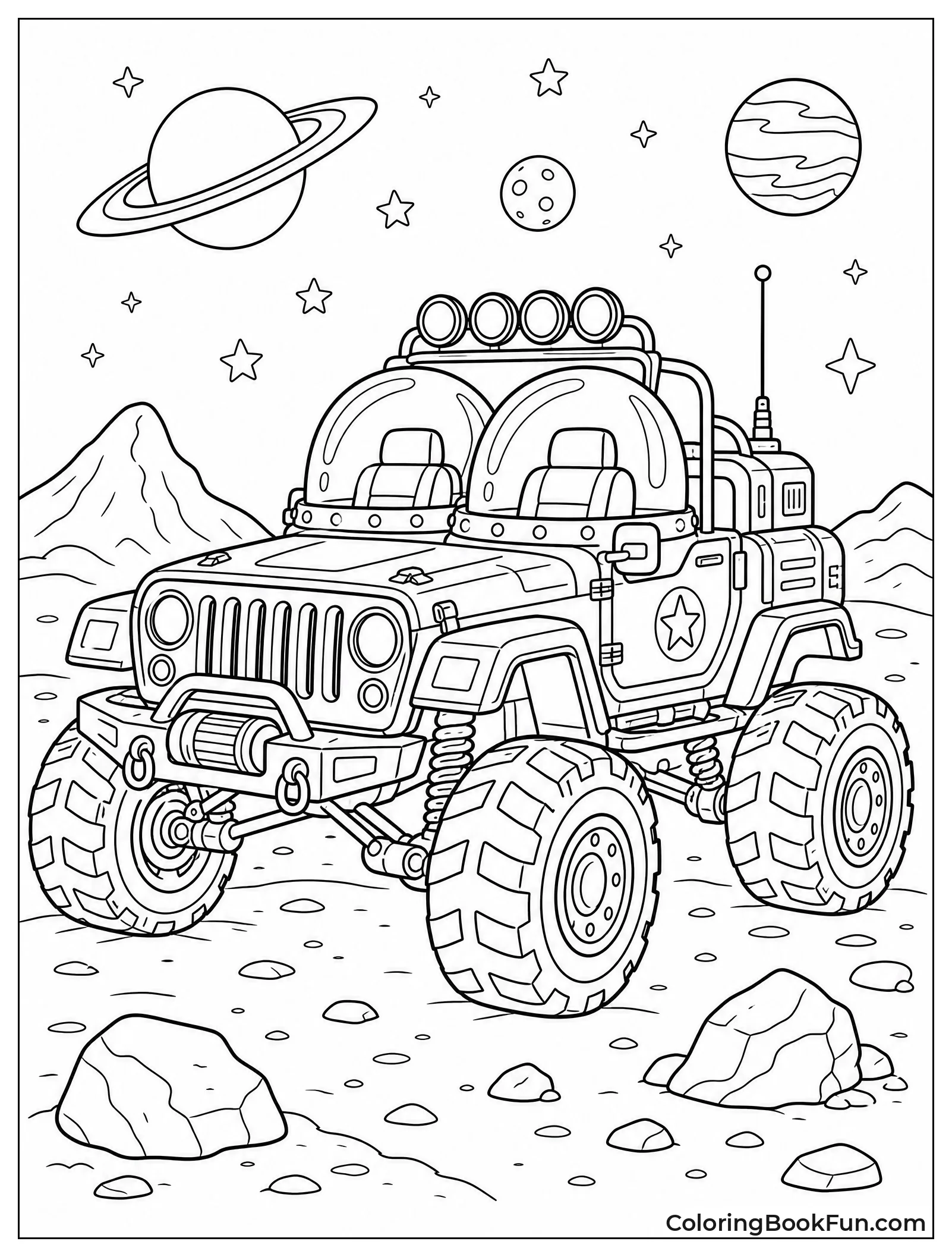 Futuristic Jeep Explores Red Planet