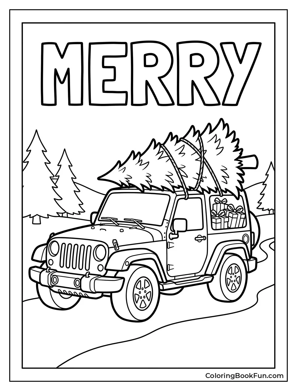 Jeep Carries Christmas Tree On Roof