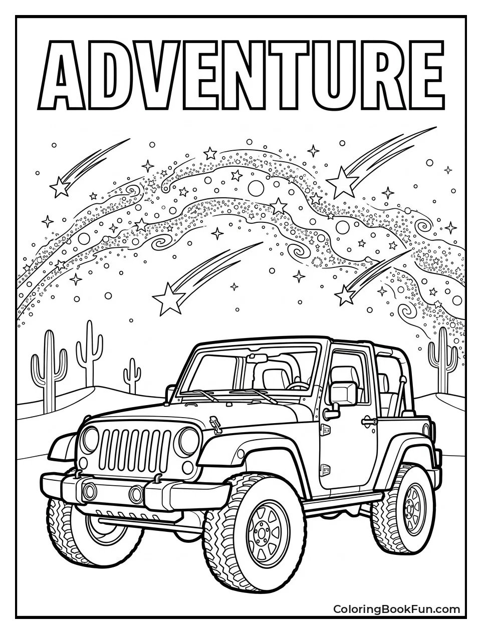 Jeep Parks Under Starry Sky