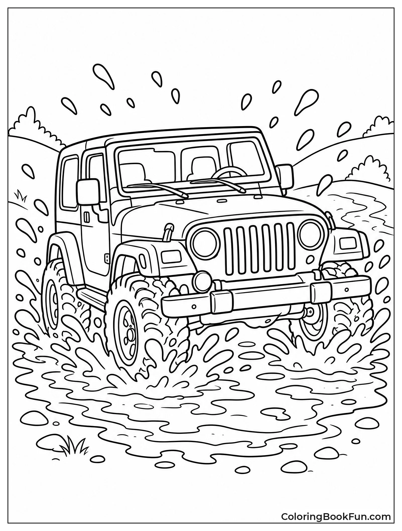 Jeep Splashes Through Deep Mud