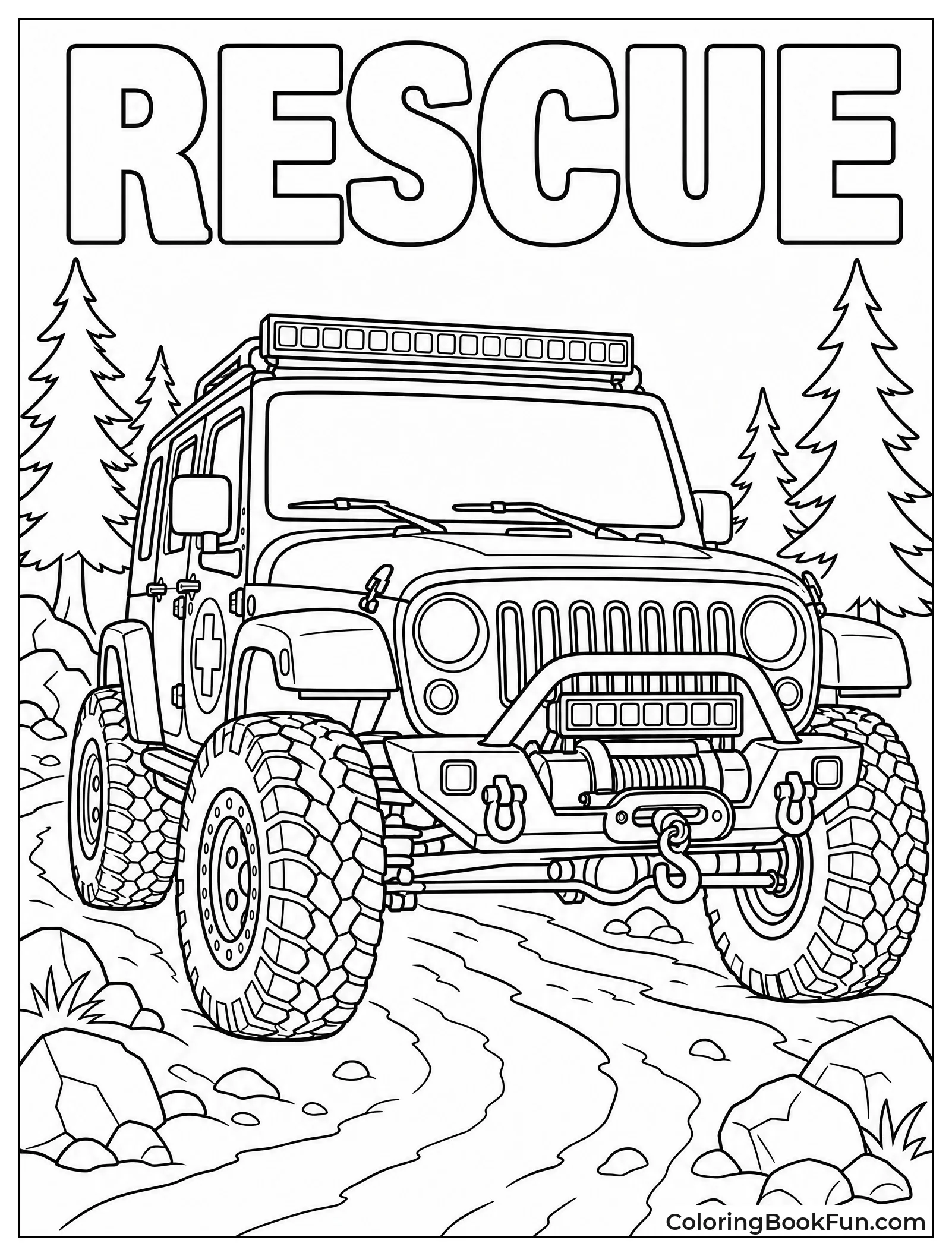 Jeep Lights Up Dark Forest