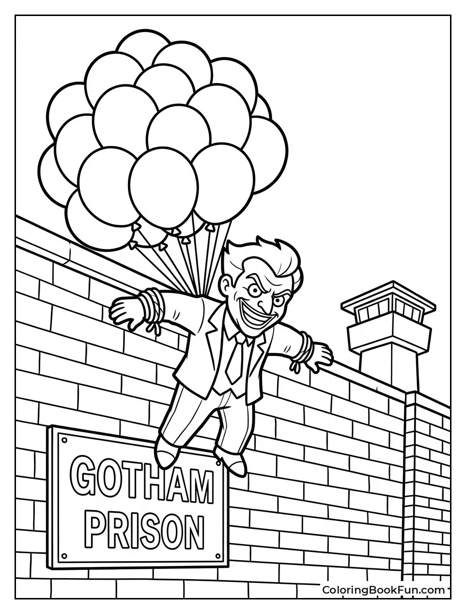 Joker Floats Away With Balloons
