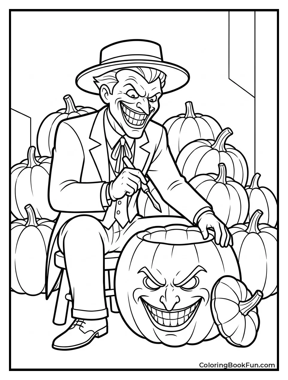 Joker Carves Pumpkin Face