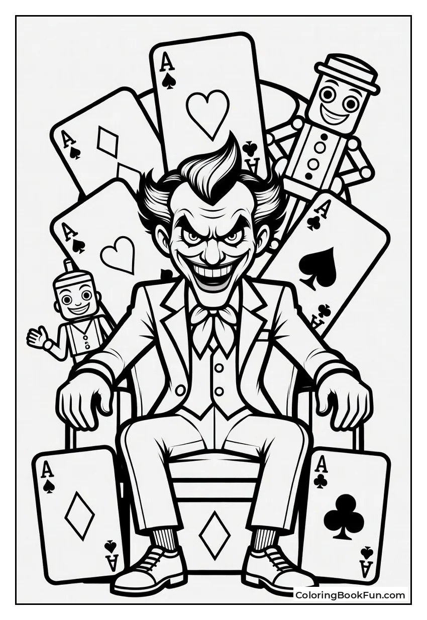 Joker Sits On Card Throne