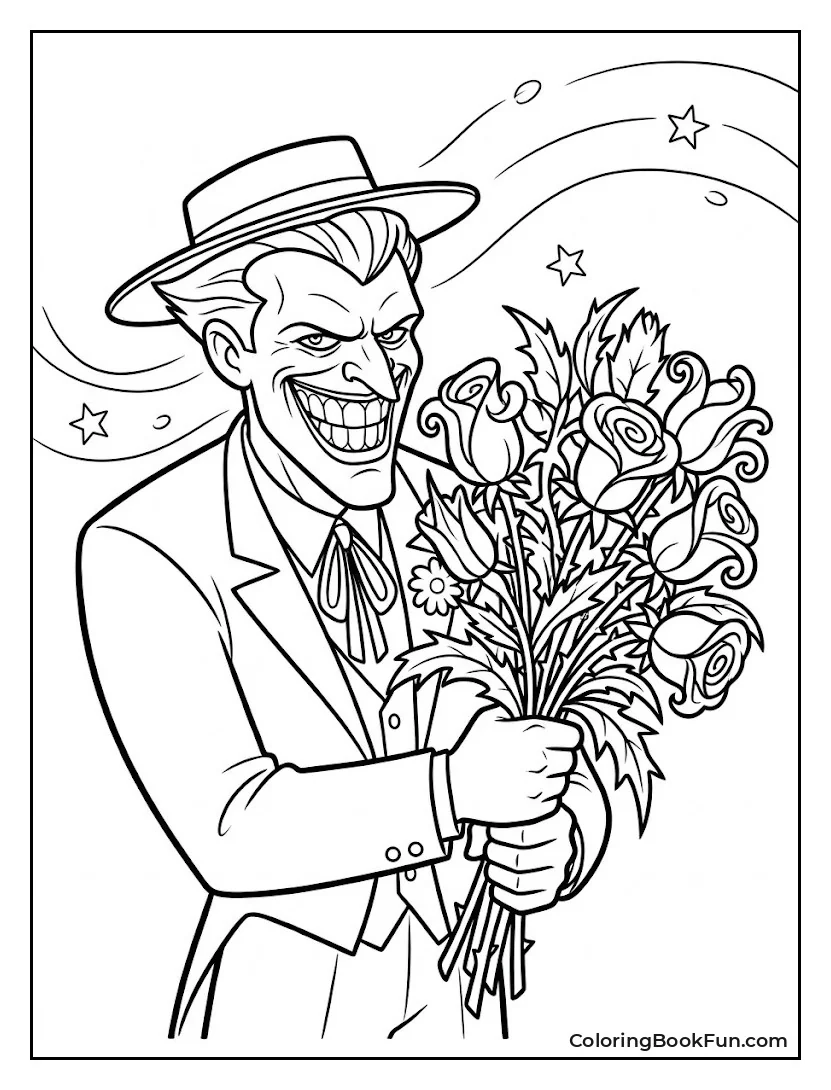 Joker Holds Poison Flower Bouquet