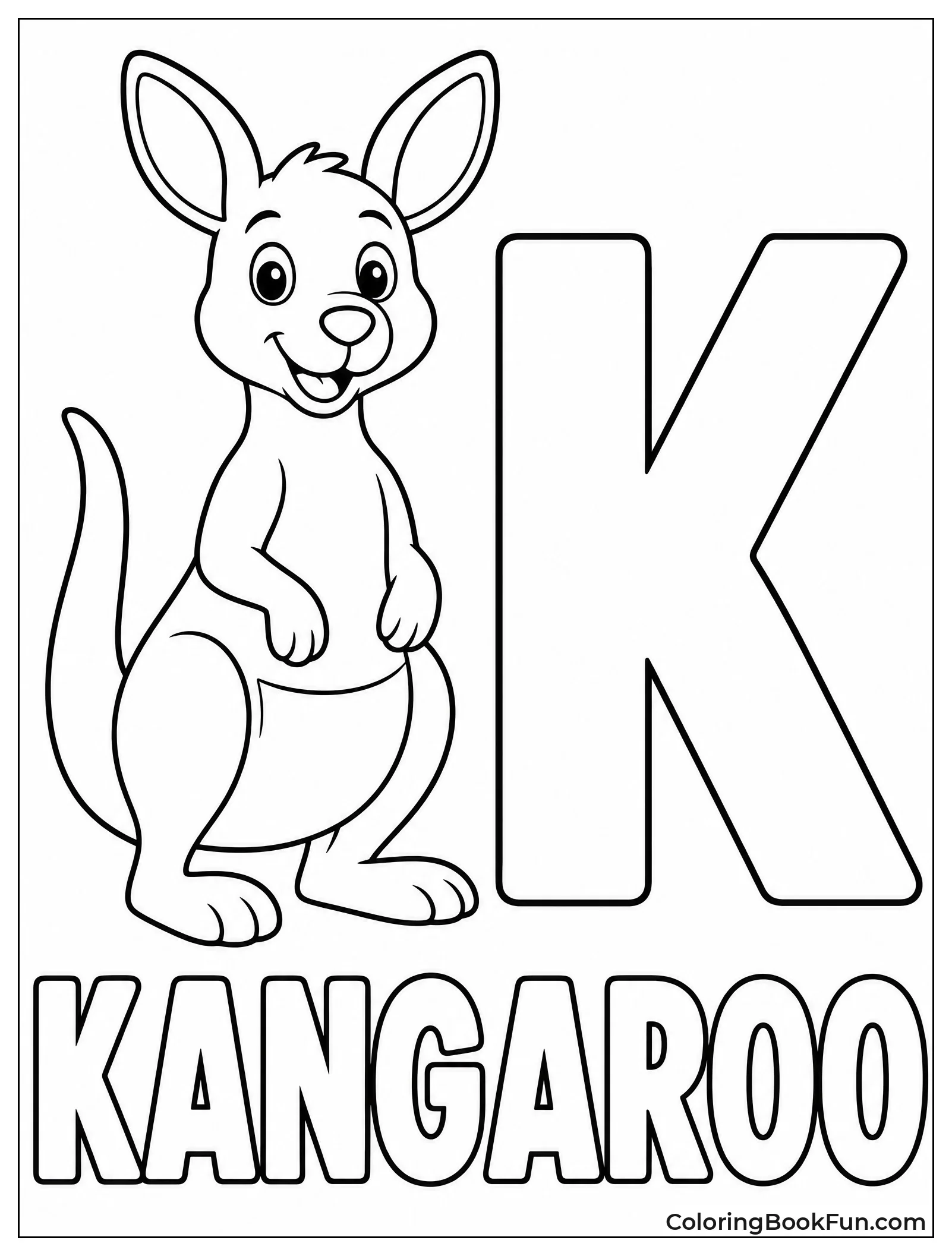 Kangaroo Beside a Big Letter K