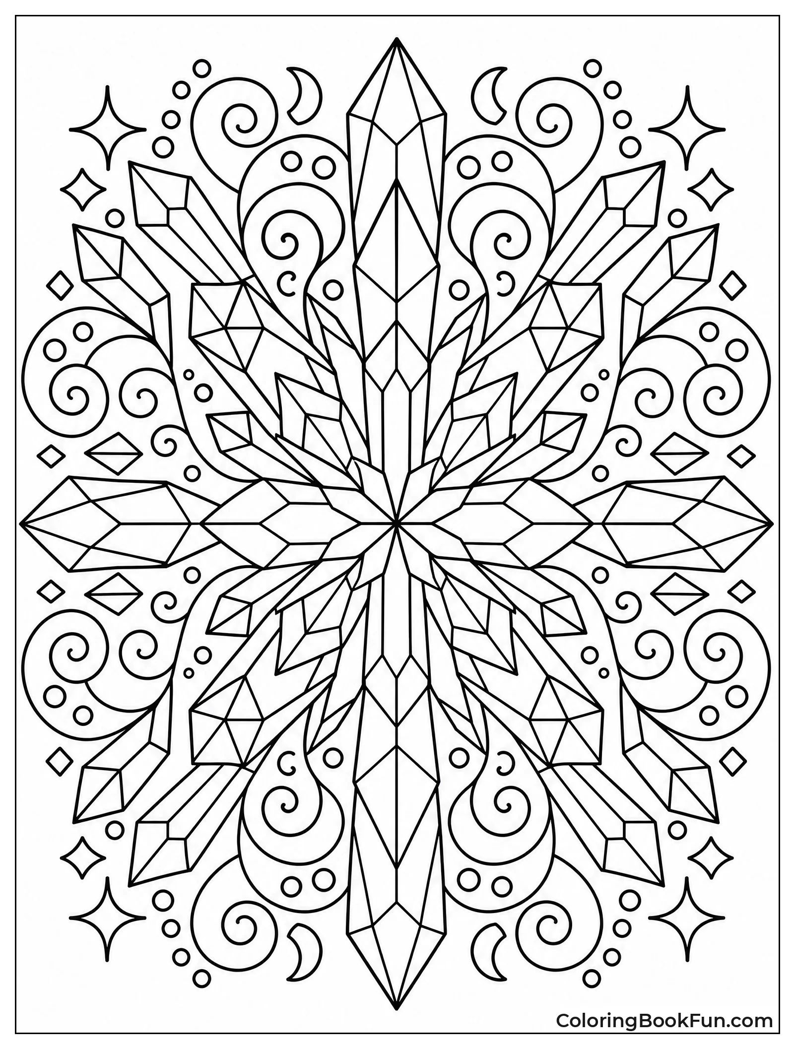 Kaleidoscope with Mirrored Crystal Patterns