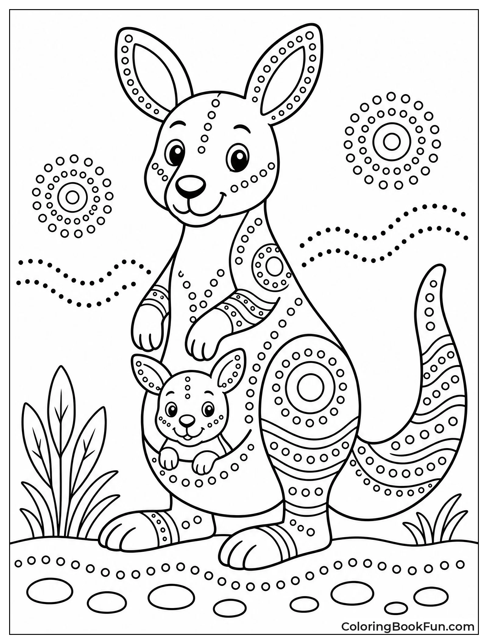 Kangaroo in Aboriginal Dot Art