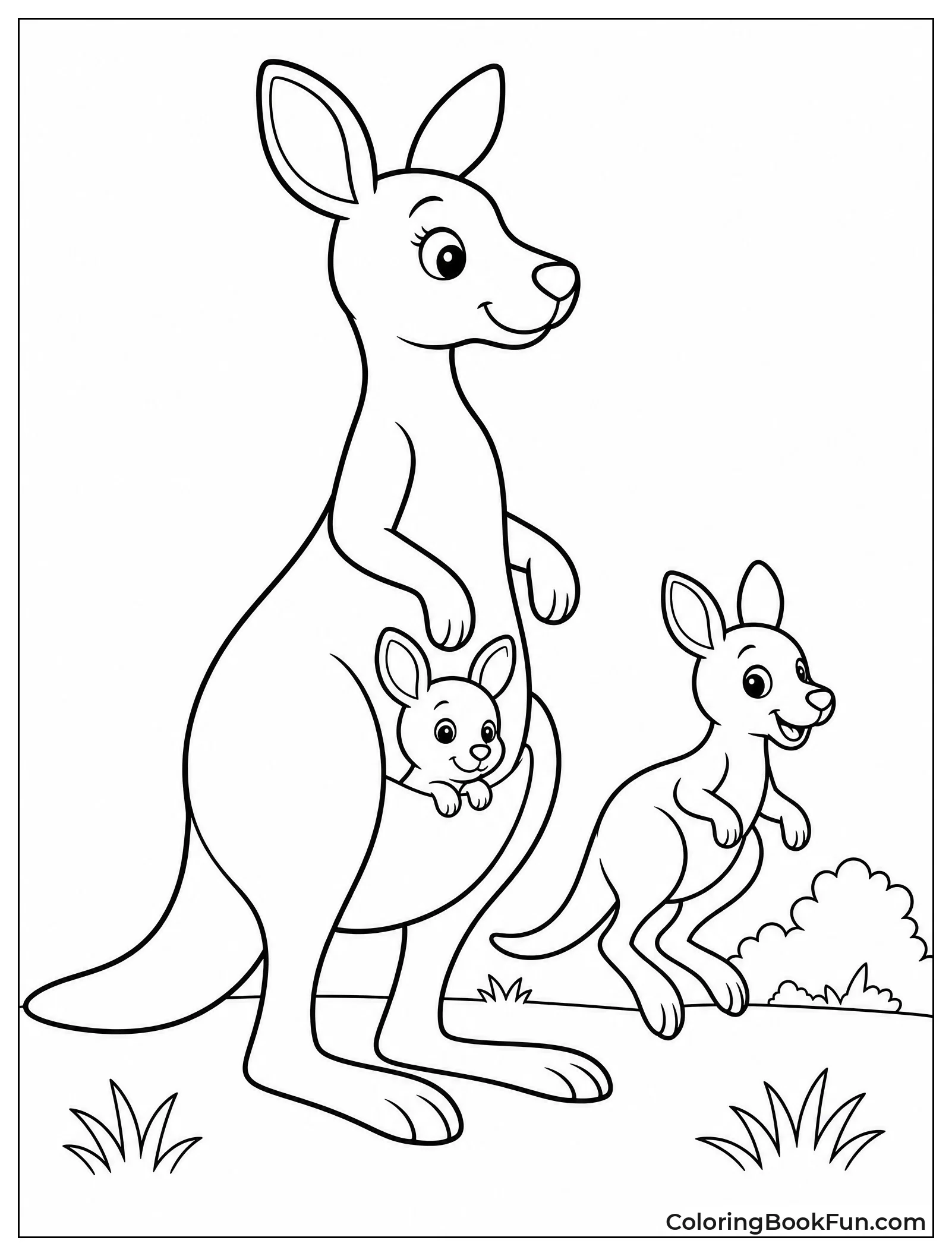 Mother Kangaroo with Two Joeys