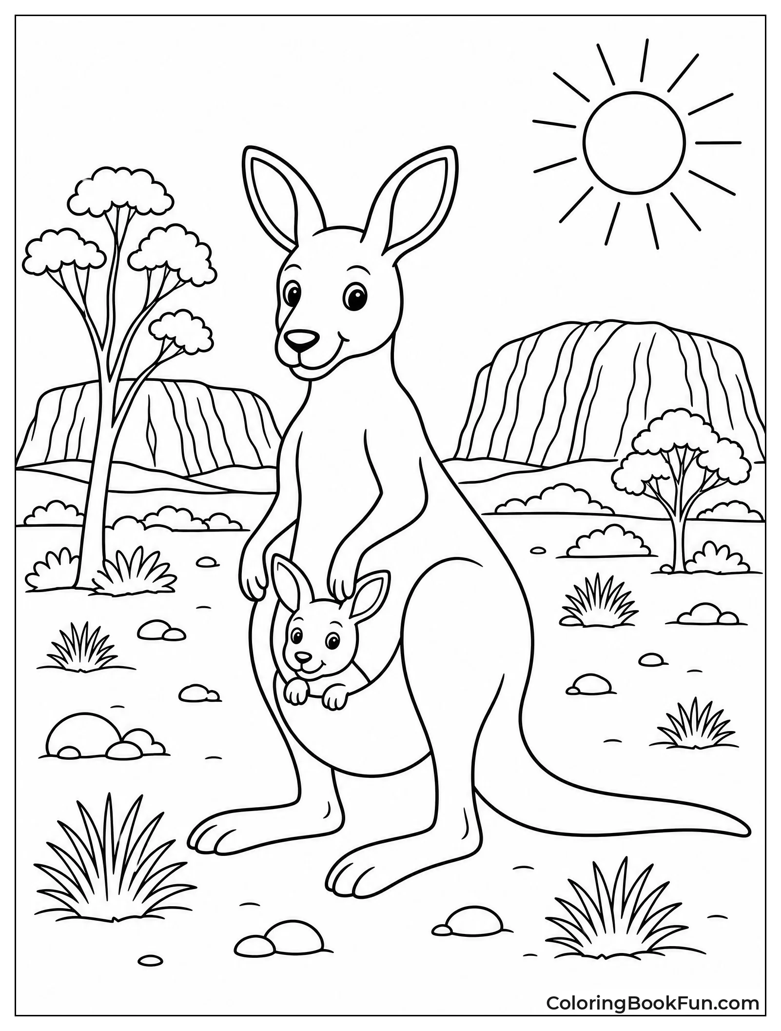 Kangaroo in Red Desert Landscape
