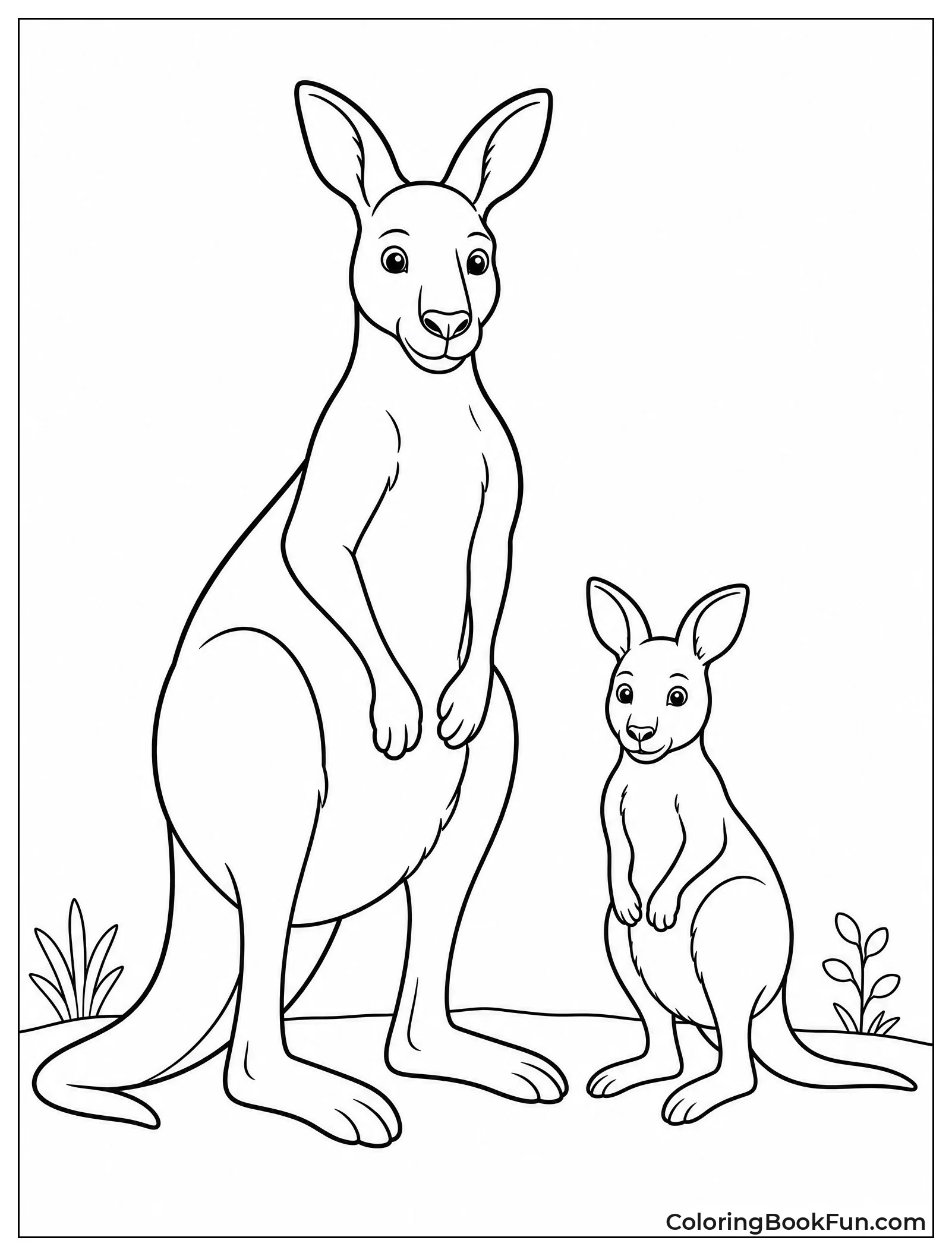 Big Kangaroo Next to Wallaby