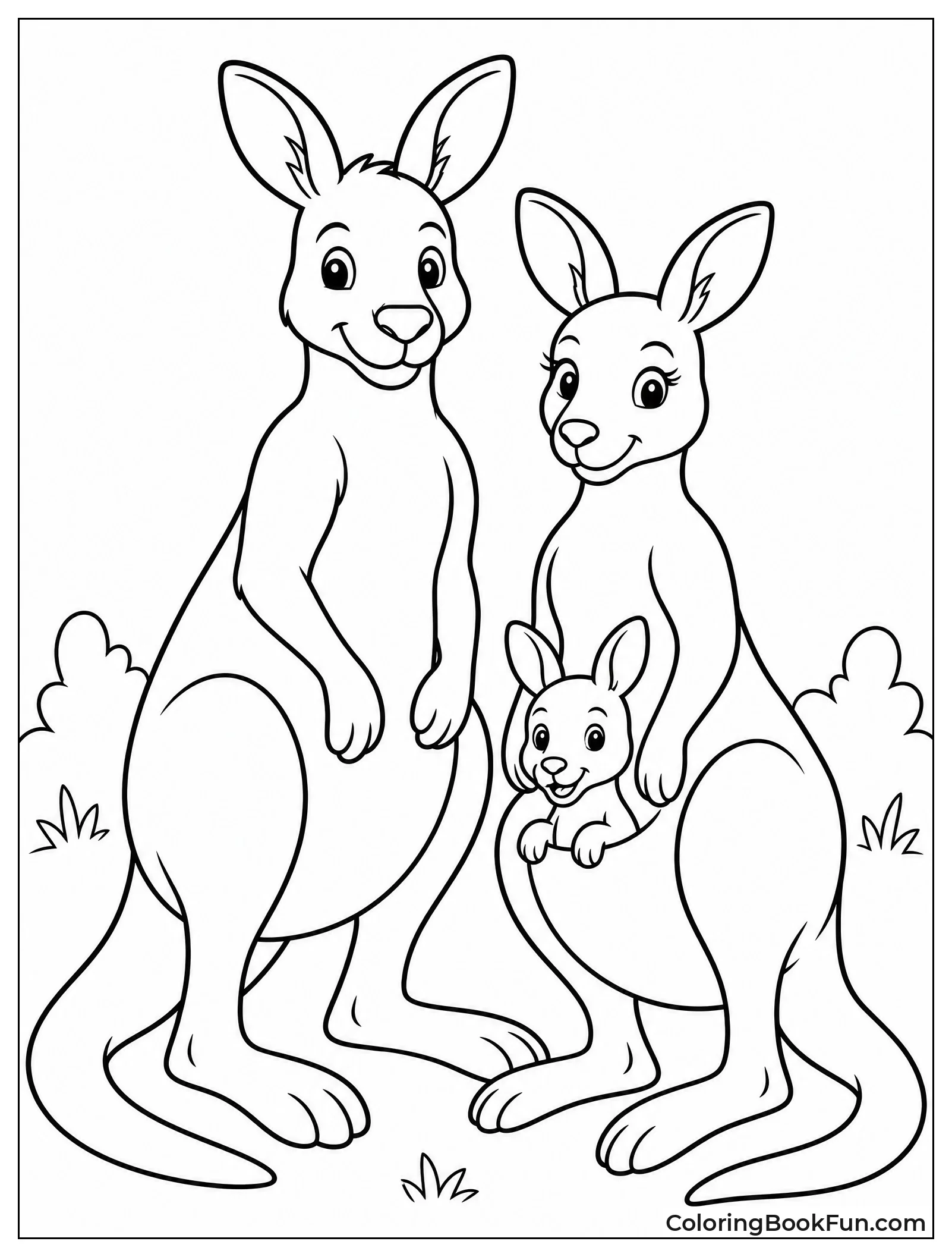Family of Kangaroos Standing Together