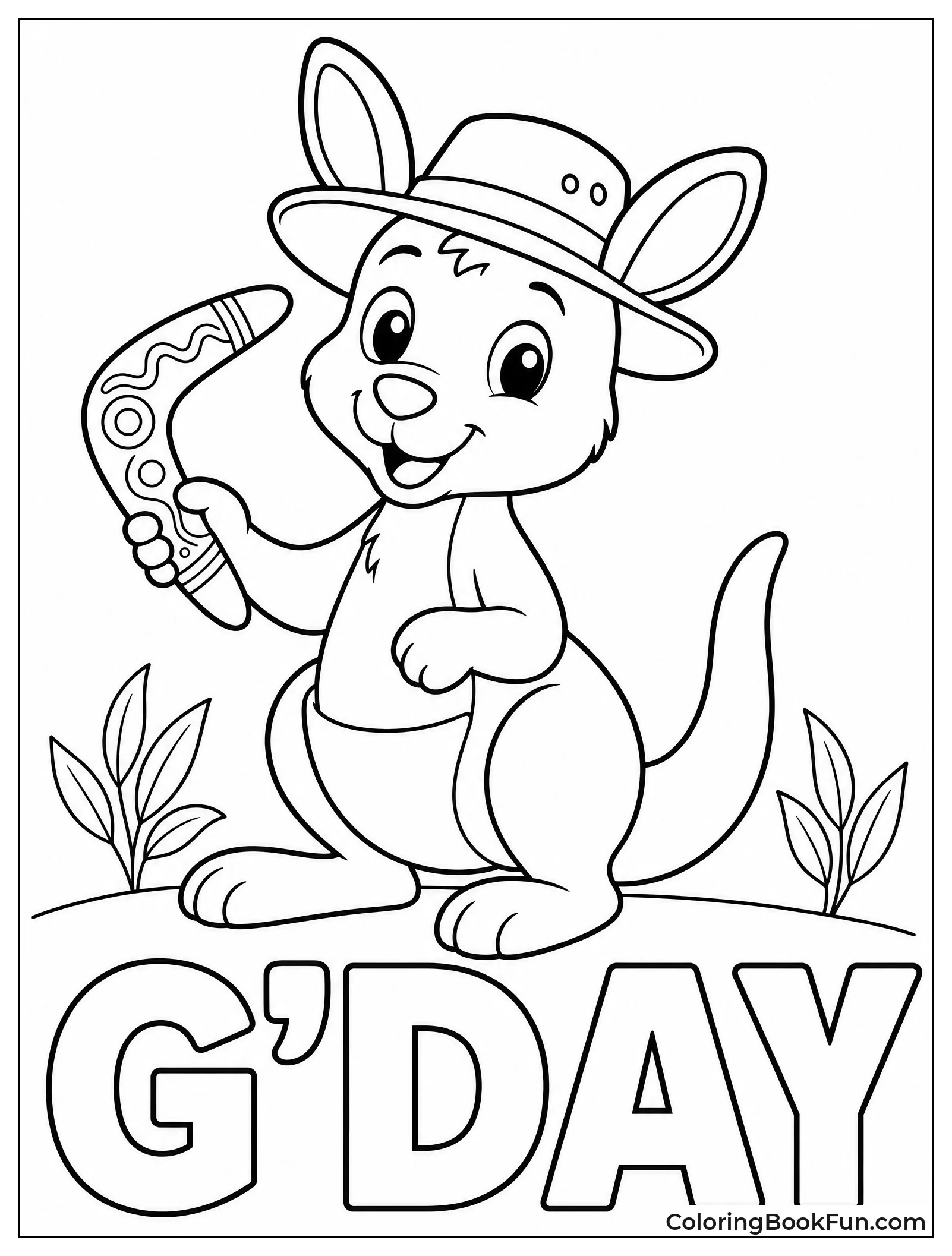 Joey Holding a Boomerang and Hat