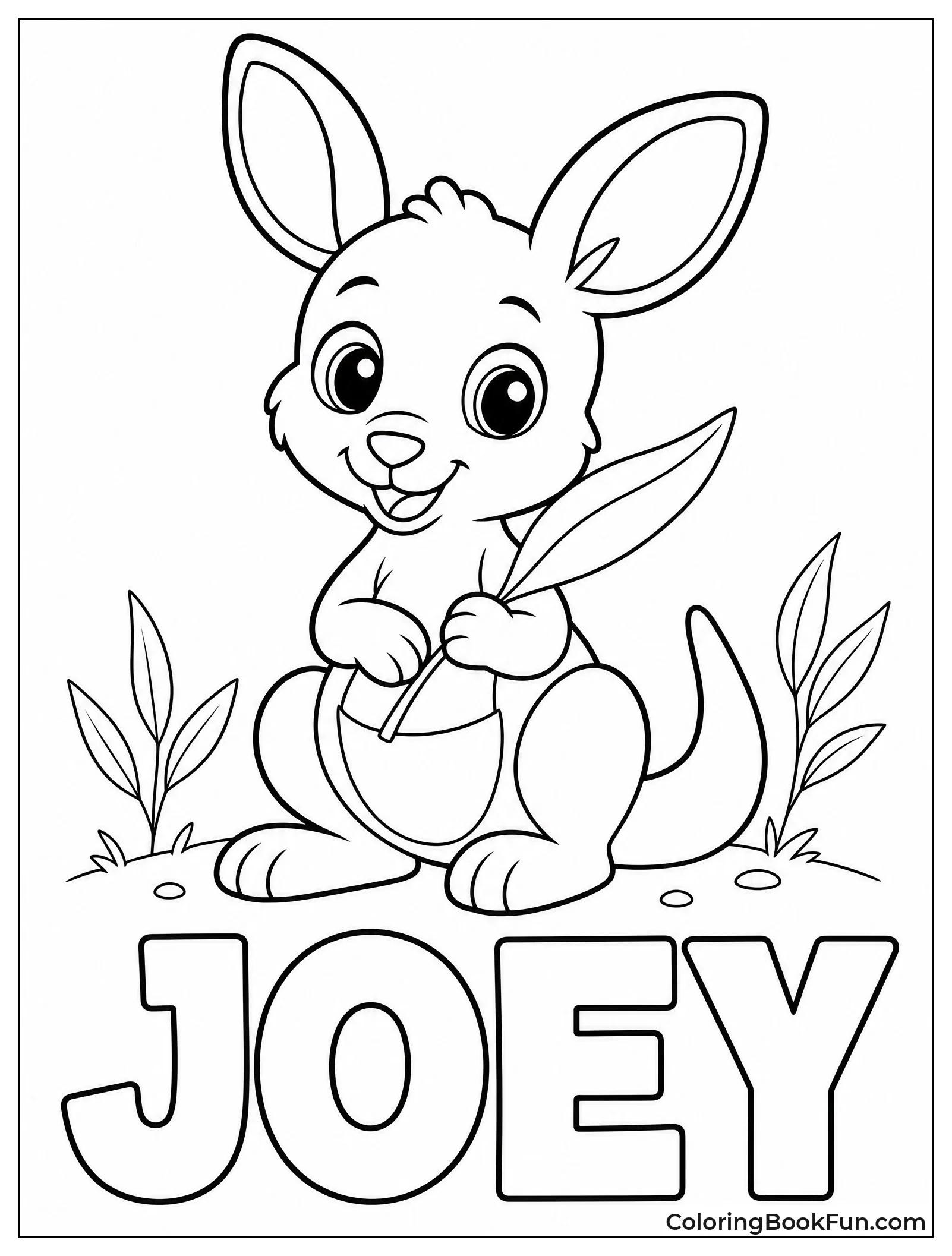Kawaii Joey Holding a Leaf
