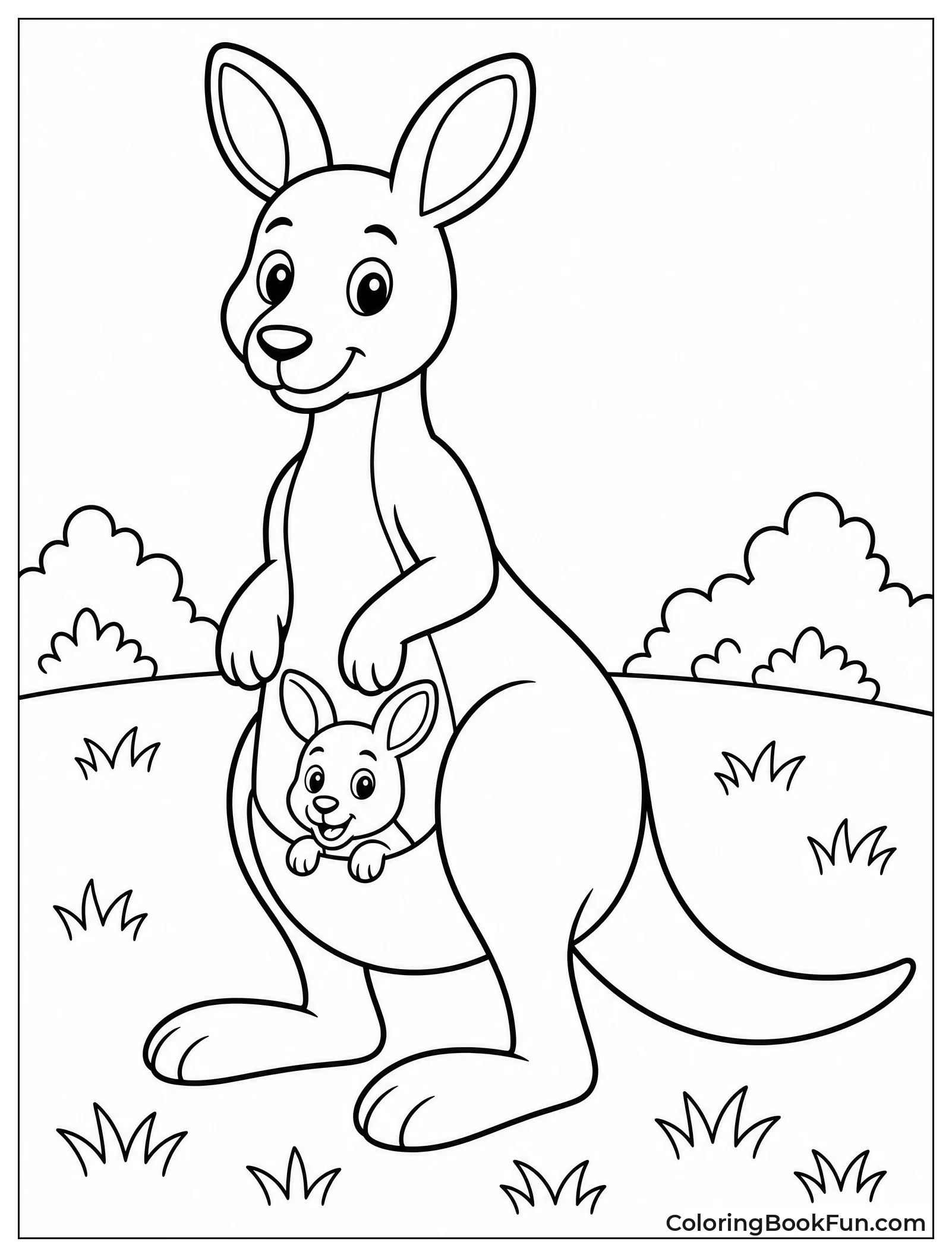 Mother Kangaroo with Joey in Pouch