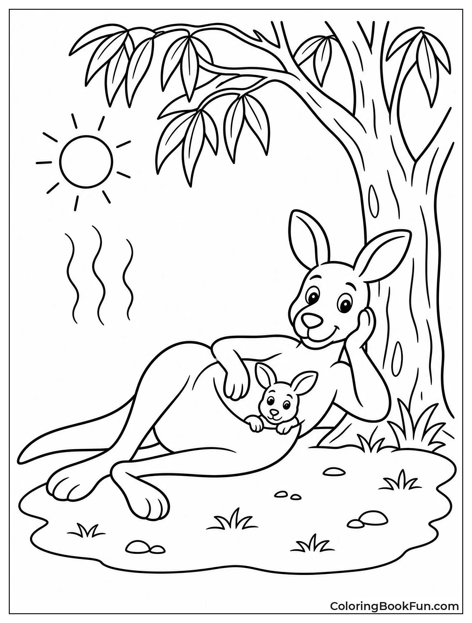 Kangaroo Resting Under a Tree