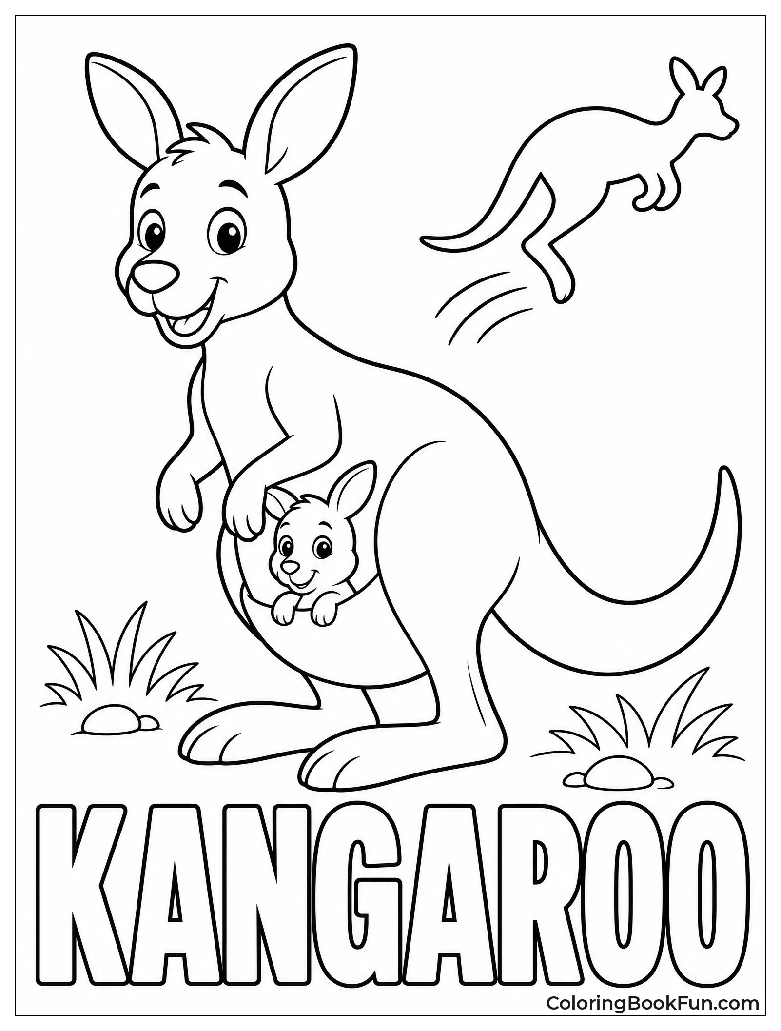 Bold Kangaroo Word with Silhouette