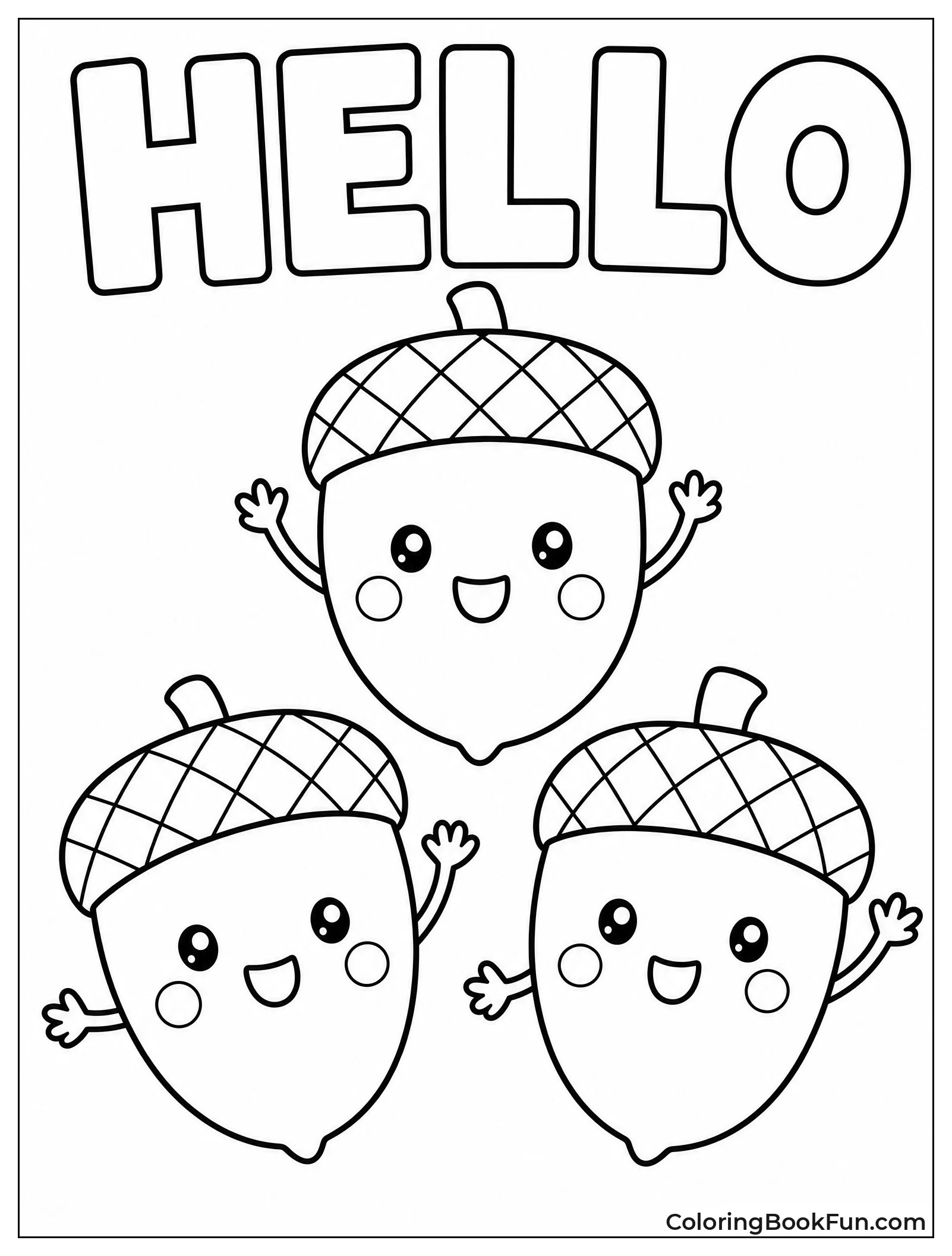 Cute Acorns Wave With Smiles
