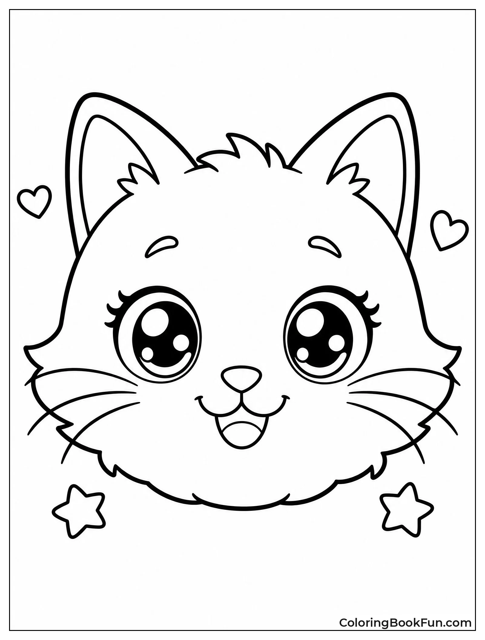 Cute Kawaii Cat with Whiskers