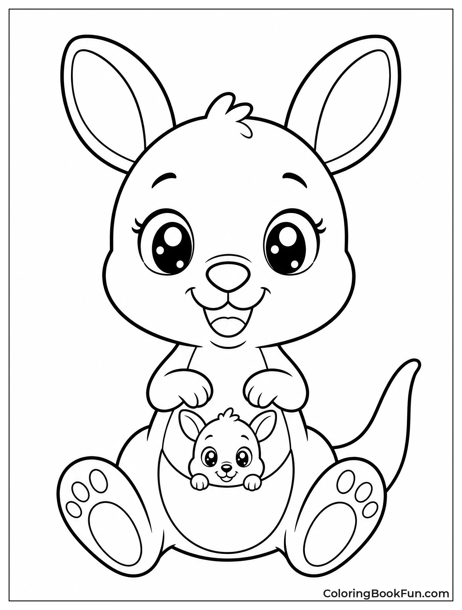 Cute Chibi Kangaroo Sitting Happily