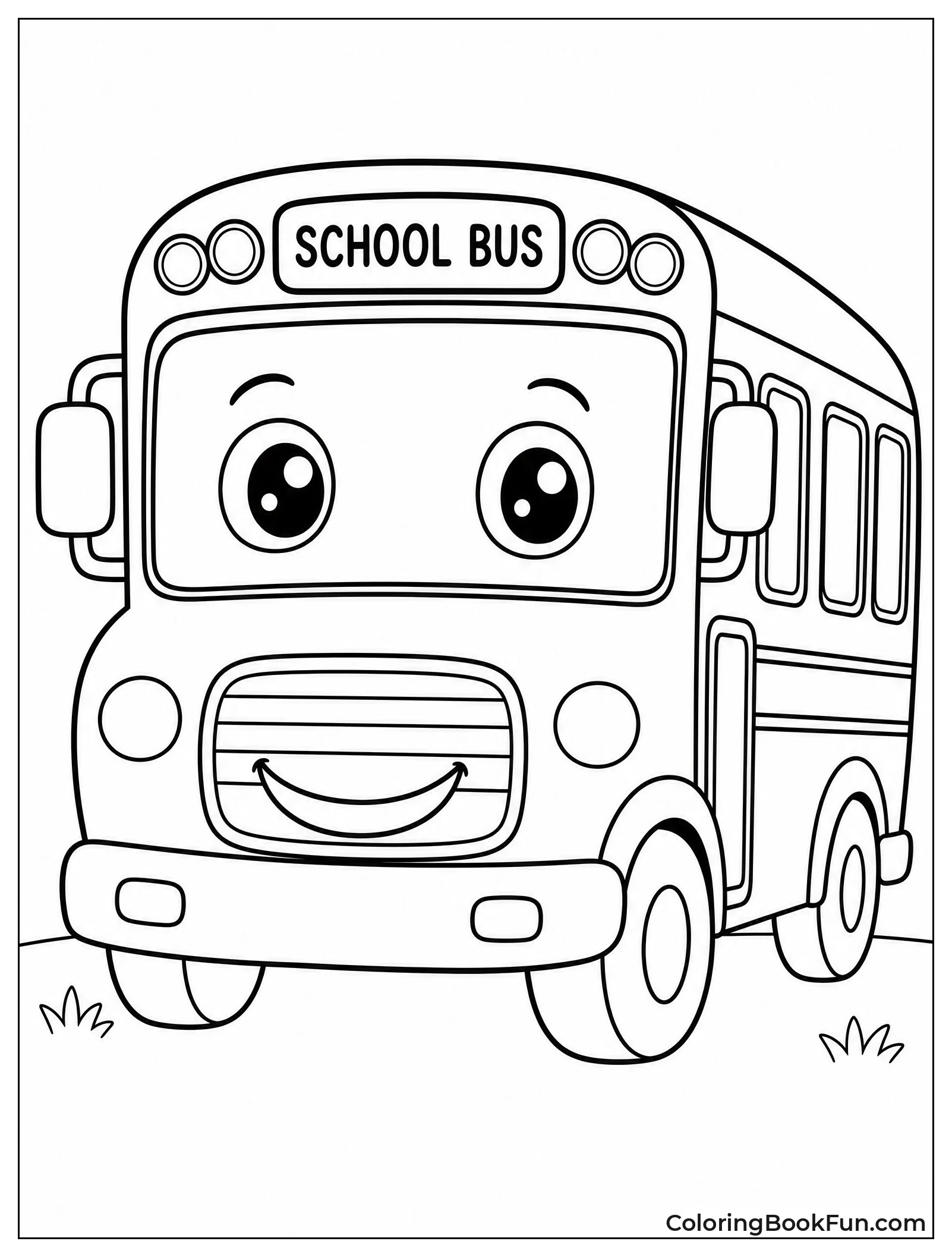 Kawaii Bus Smiles With Big Eyes