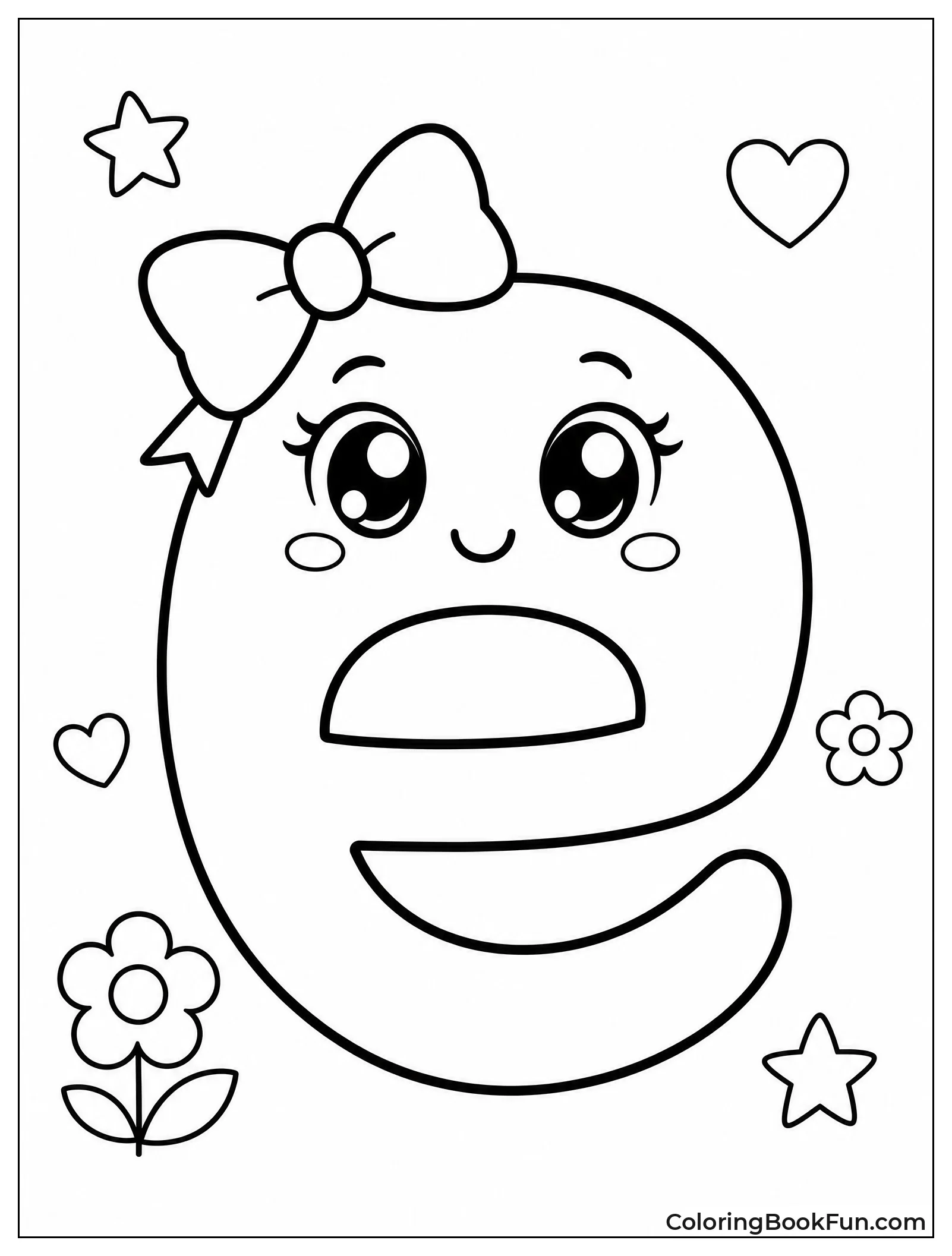 Cute Kawaii E with Big Eyes