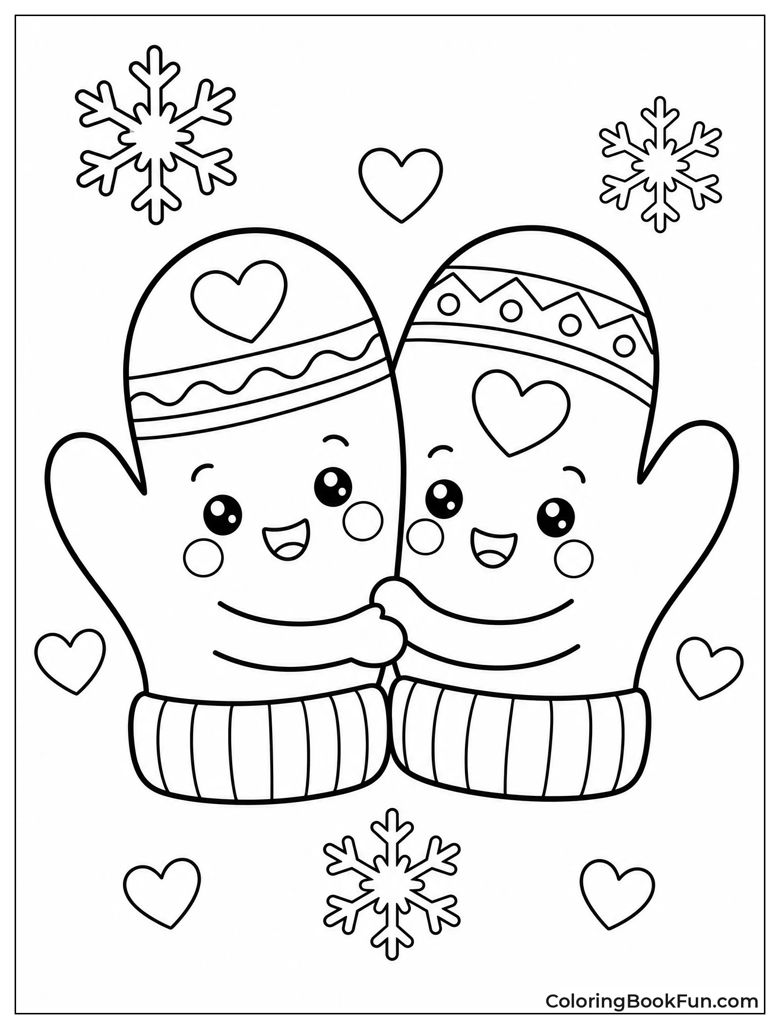 Kawaii Mittens Hugging Each Other