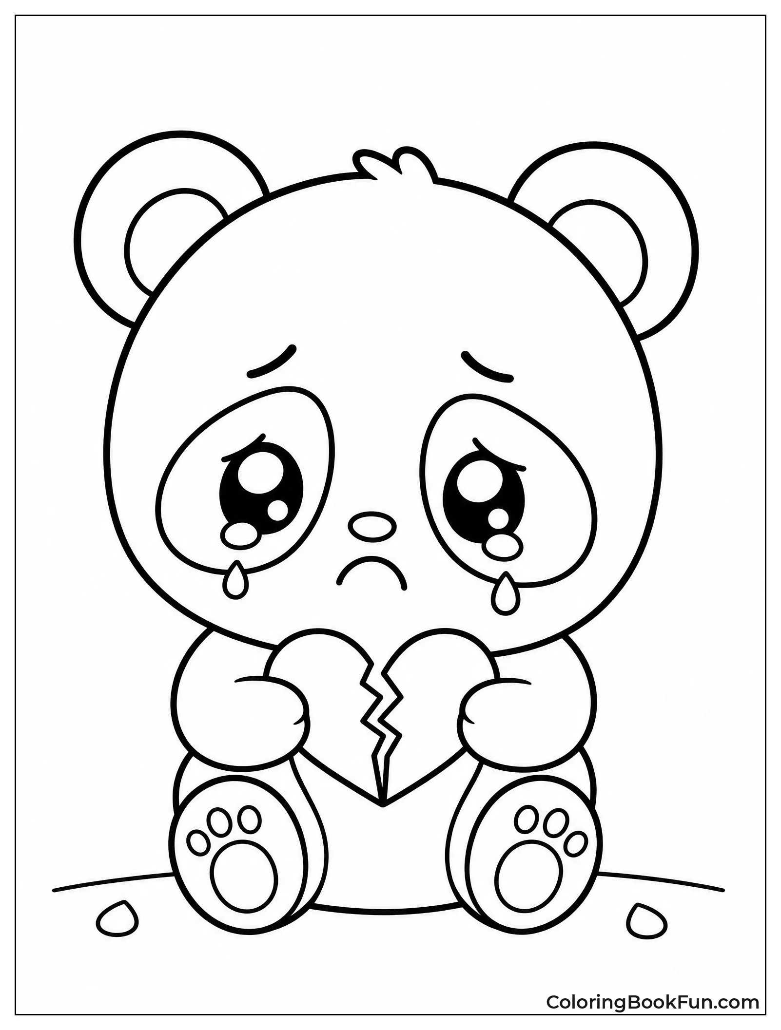 Kawaii Panda Holding Broken Heart
