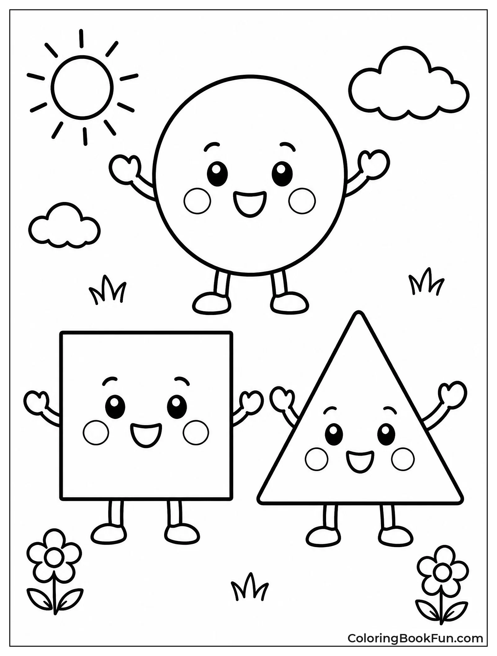 Cute Shapes with Happy Faces