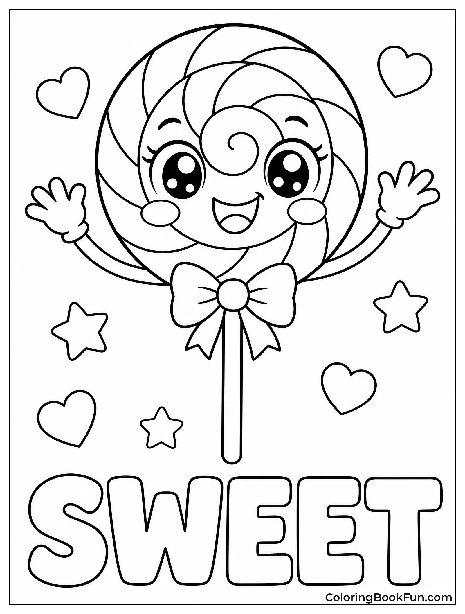 Kawaii Lollipop with Big Eyes and Smile