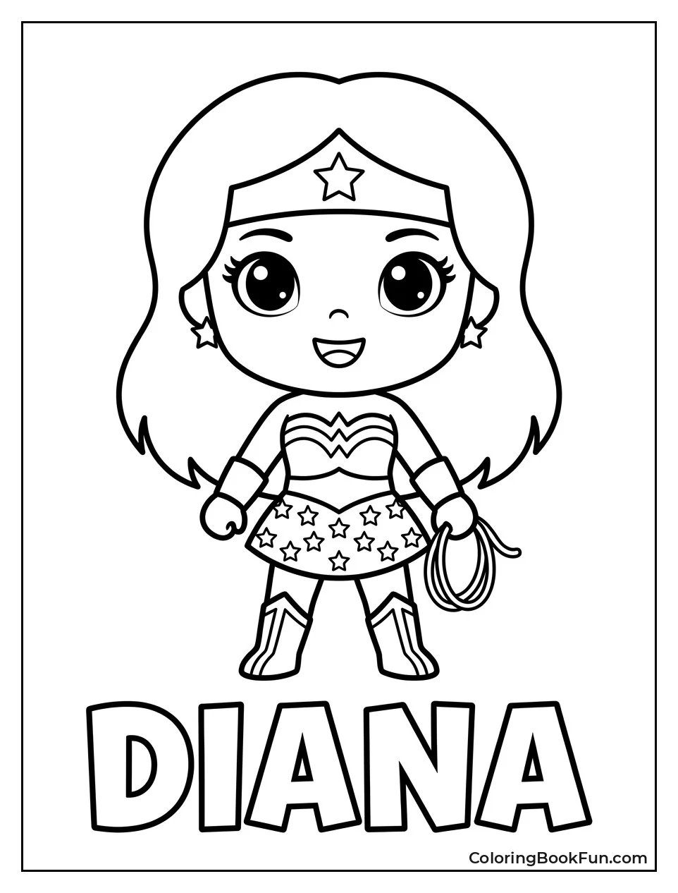 Kawaii Wonder Woman with Big Eyes