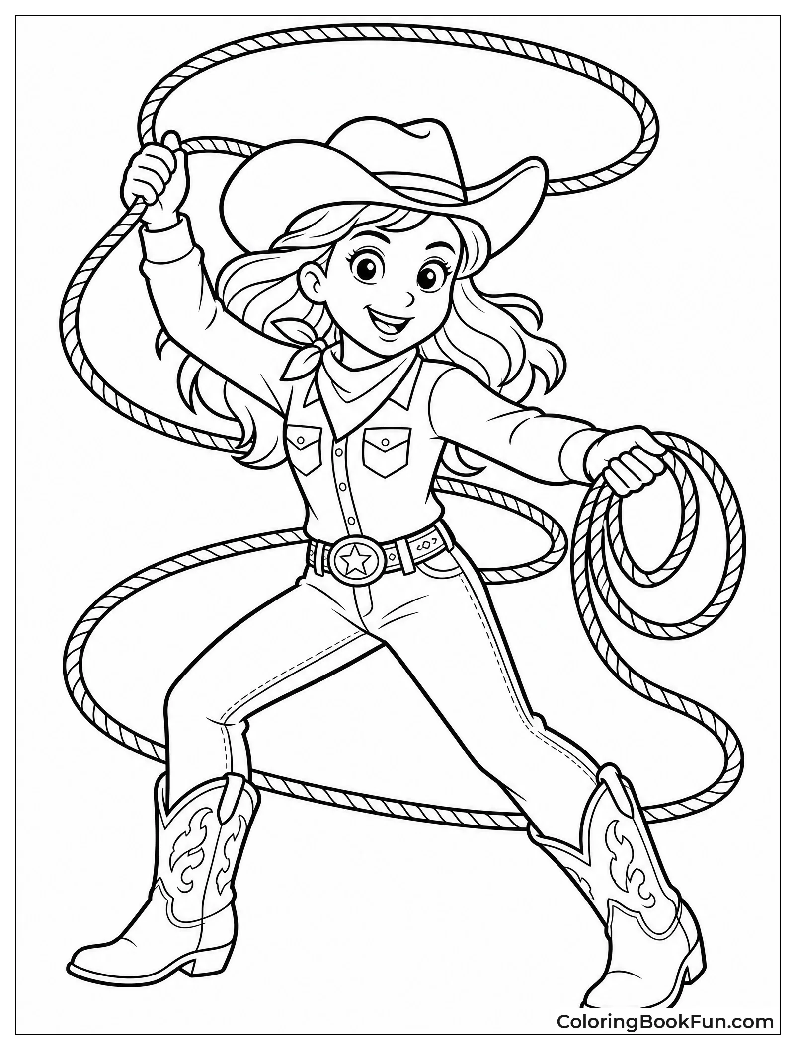 Cowgirl Twirling a Big Lasso