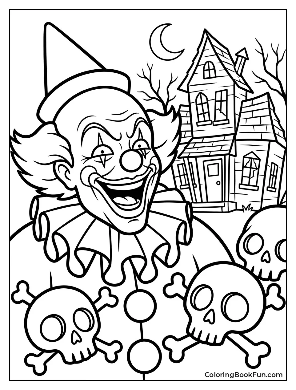 Laughing Pennywise with Skulls Behind