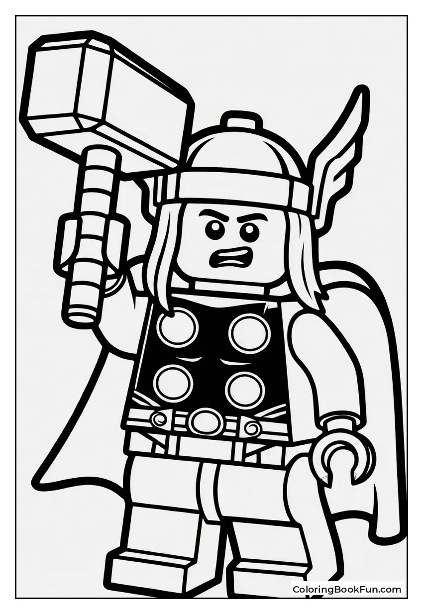 Lego Thor Swinging His Hammer