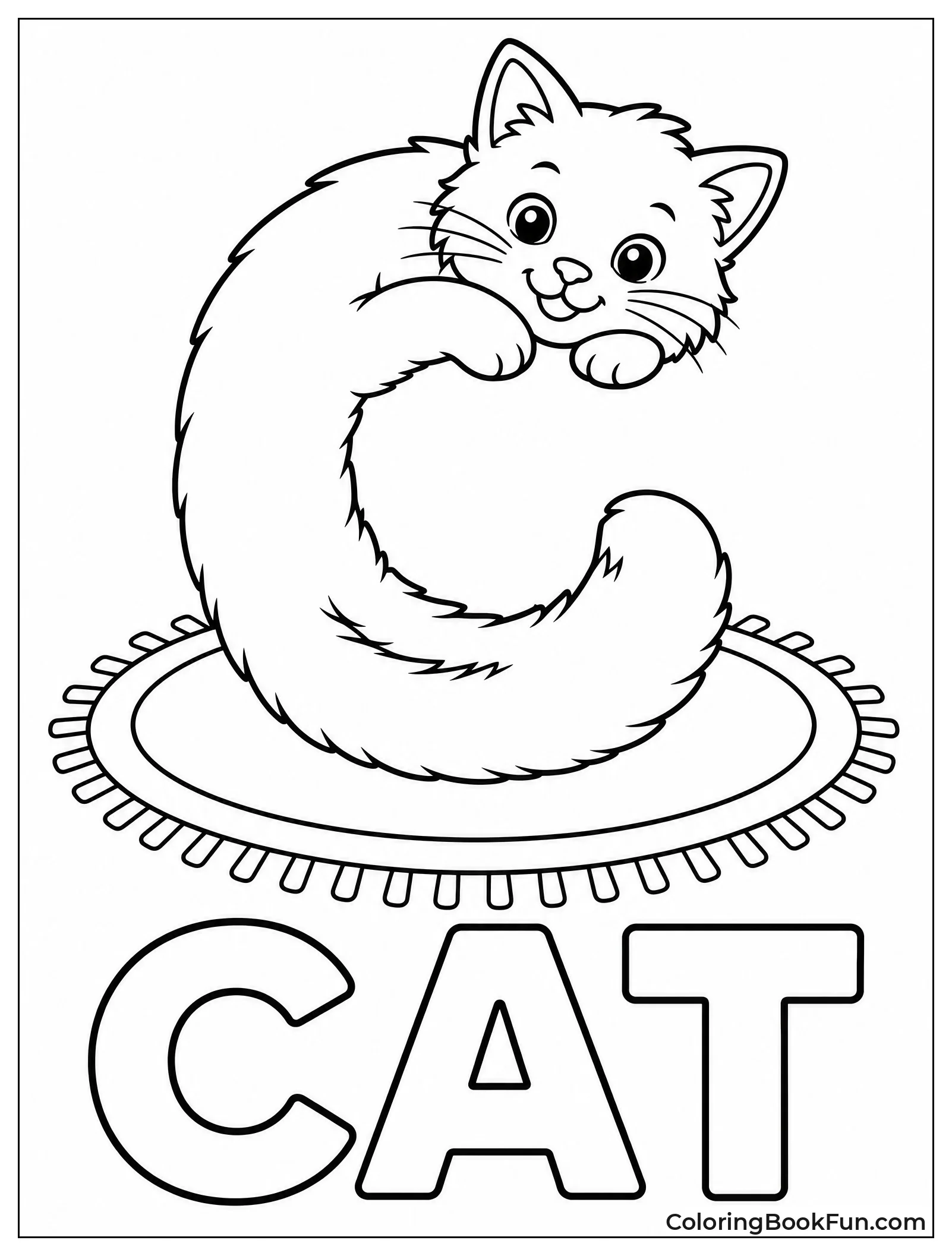 Fluffy Cat Curled Like Letter C