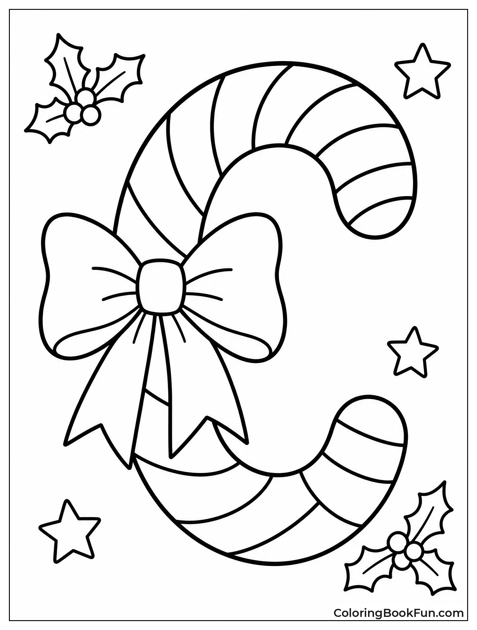 Candy Cane C with Holiday Bow