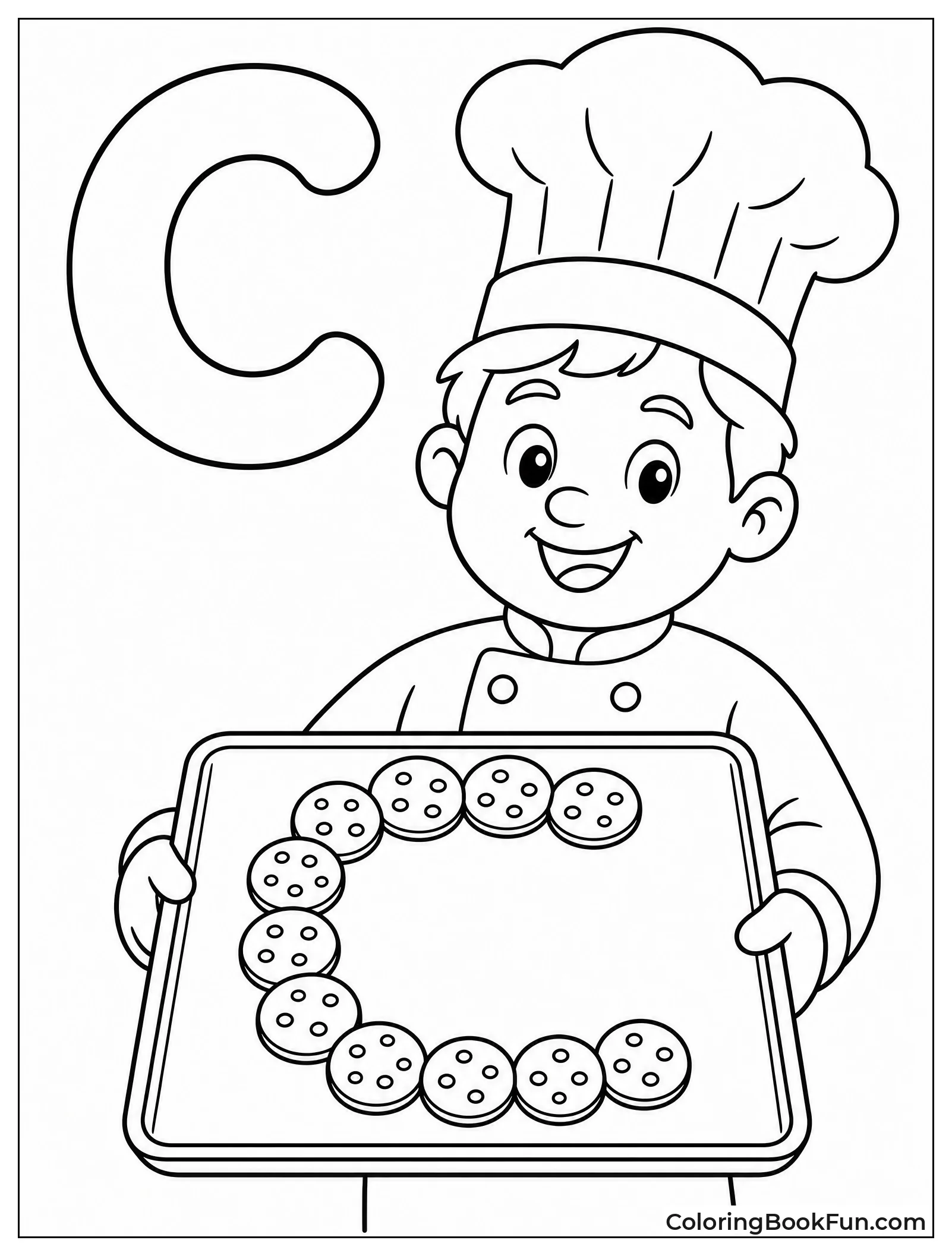 Chef Holds Tray of C Cookies