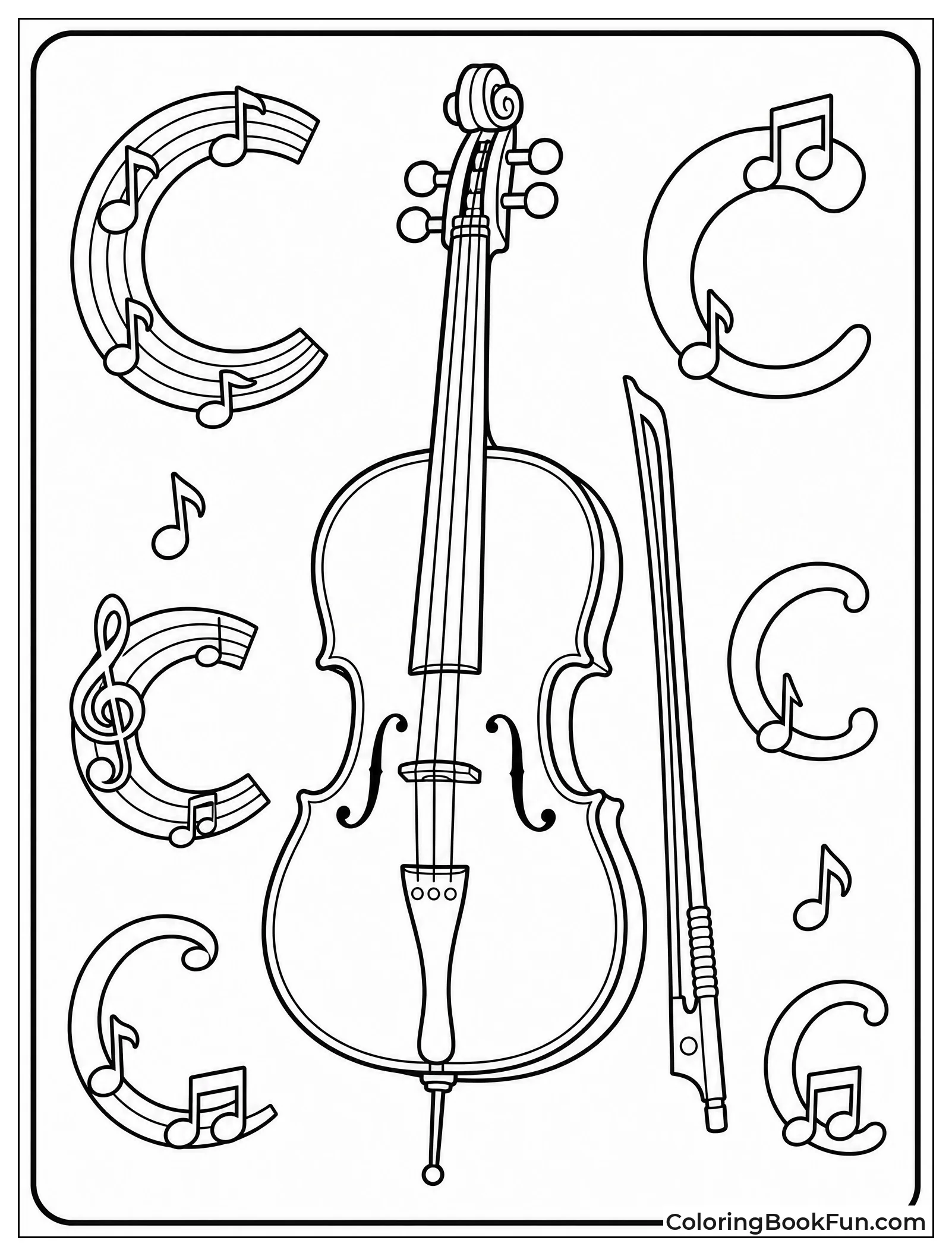 Cello Sits with Floating C Notes