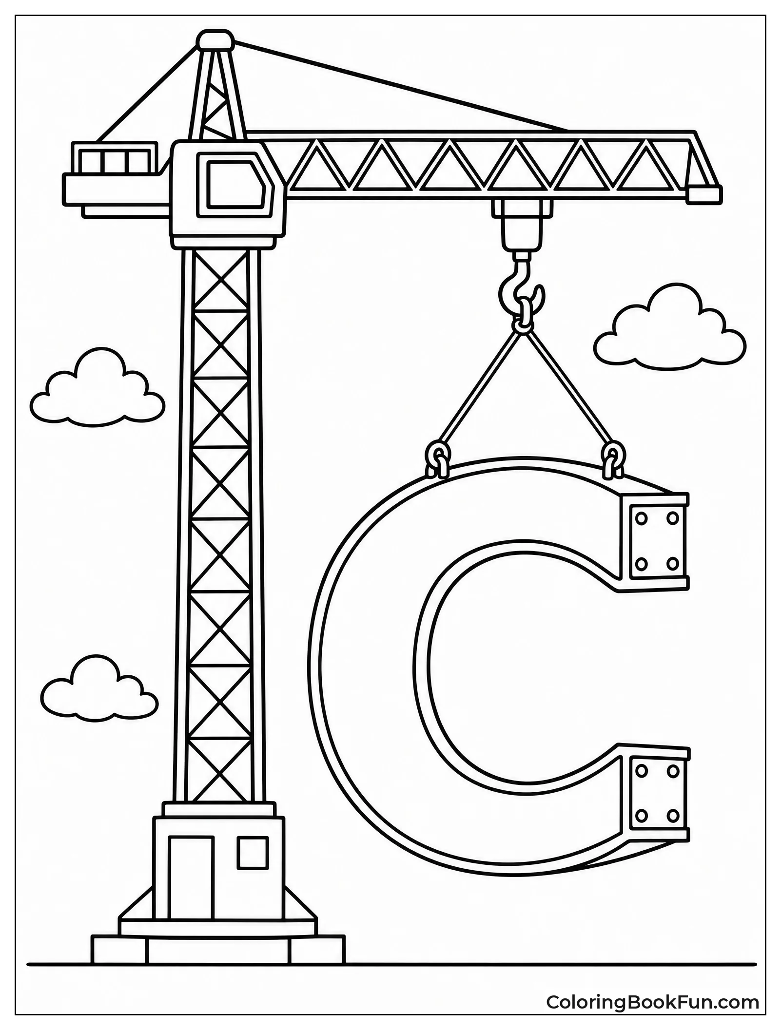 Crane Lifts Giant Steel Letter C