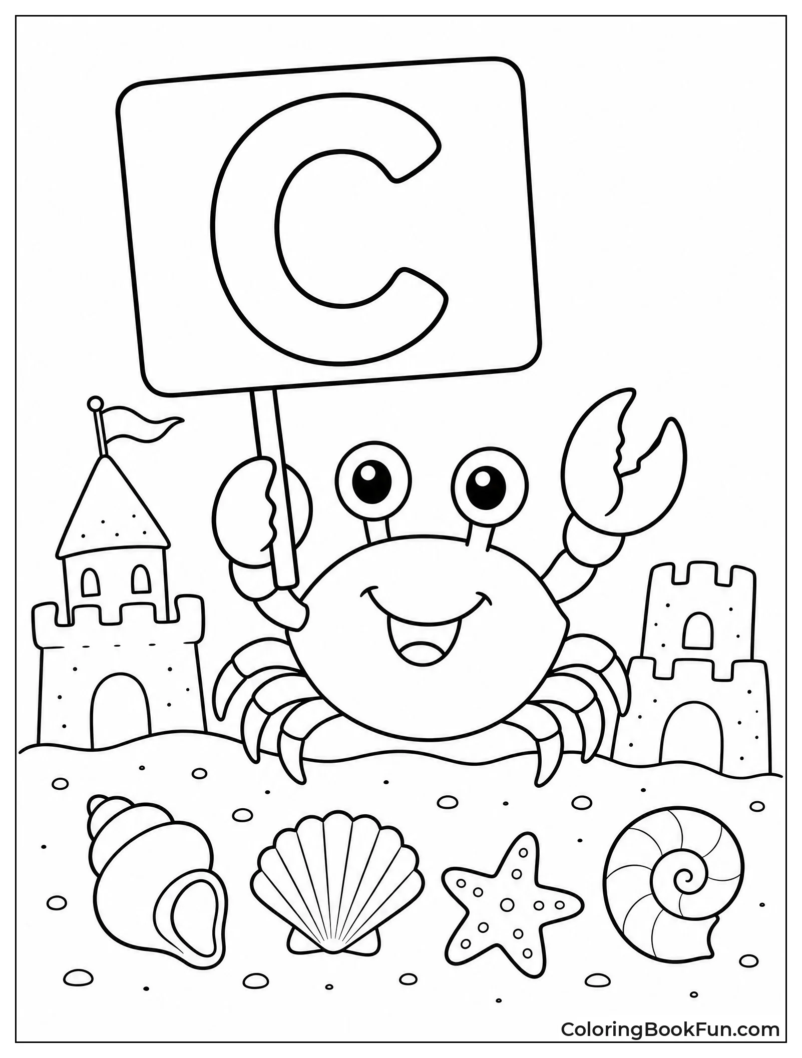 Crab Holds Sign with Letter C