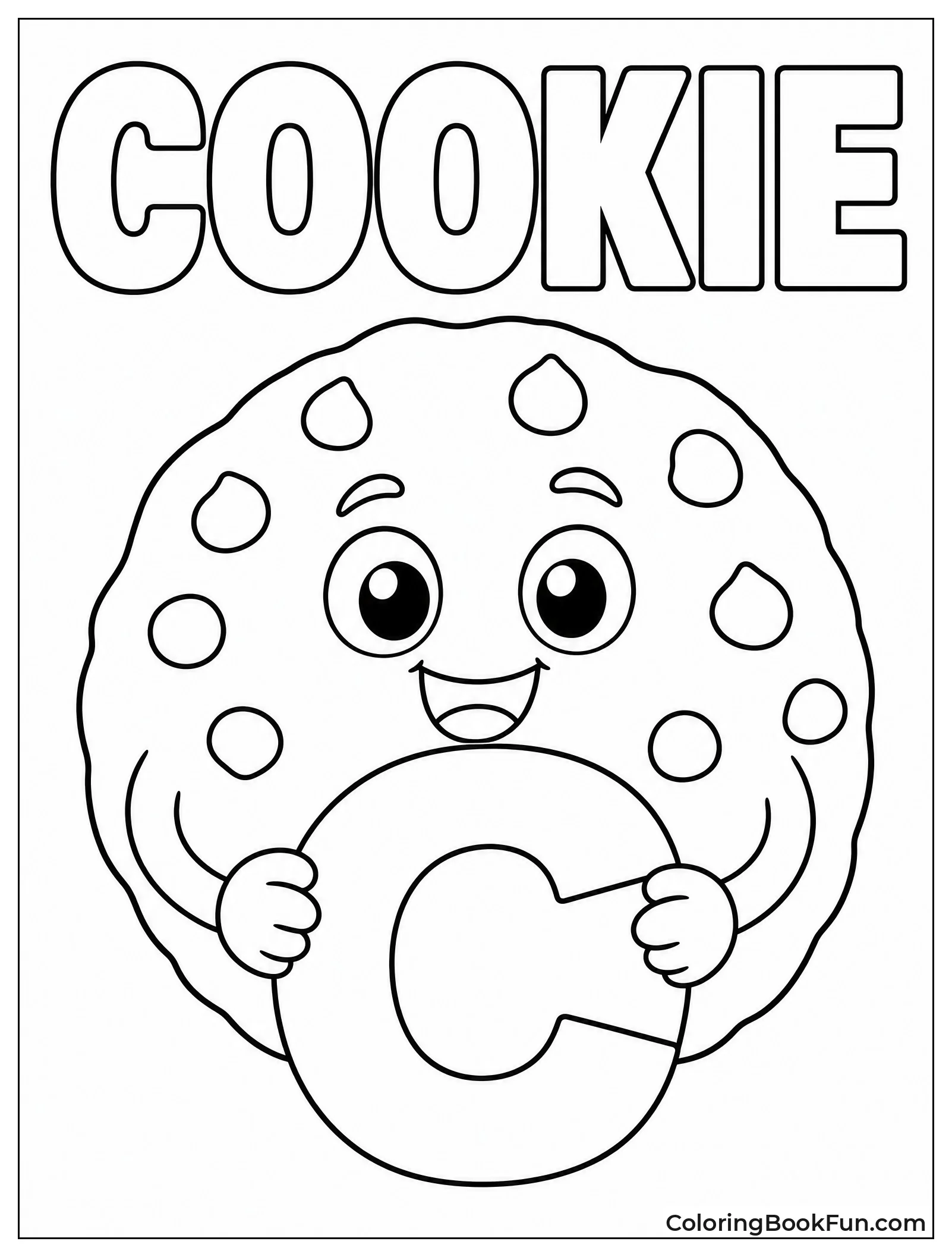 Smiling Cookie Holds Tiny Letter C