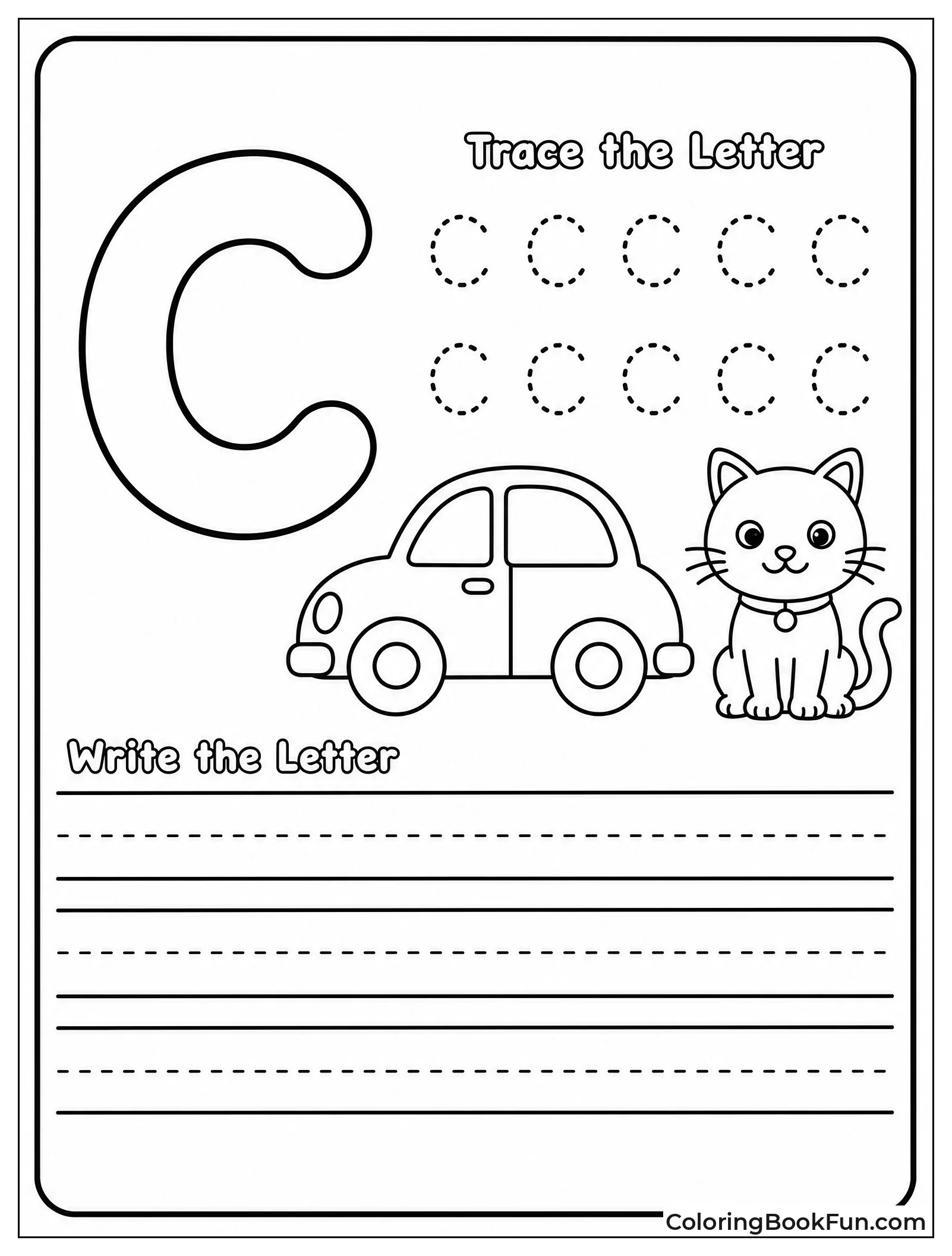 Tracing Lowercase C with Dotted Lines