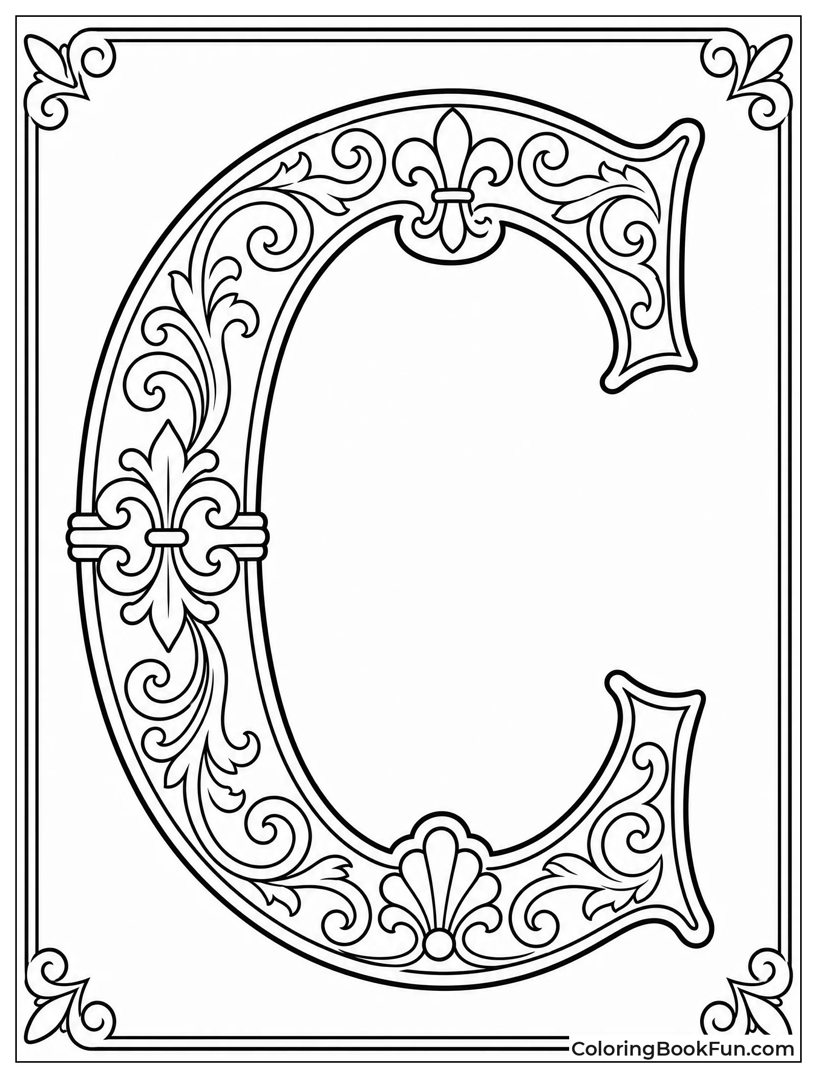Ornate Victorian C with Fancy Swirls