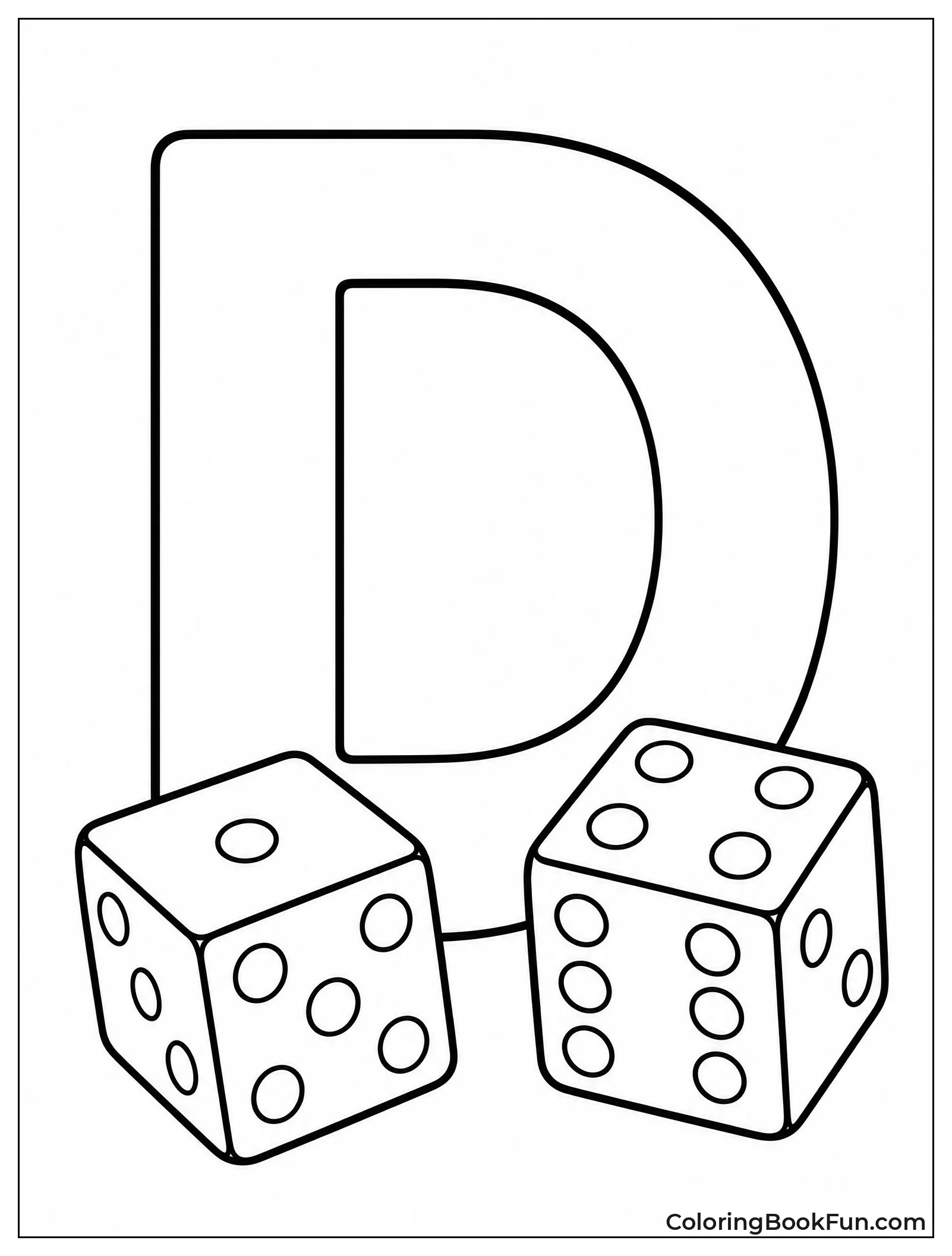 Dice Lean Against Letter D