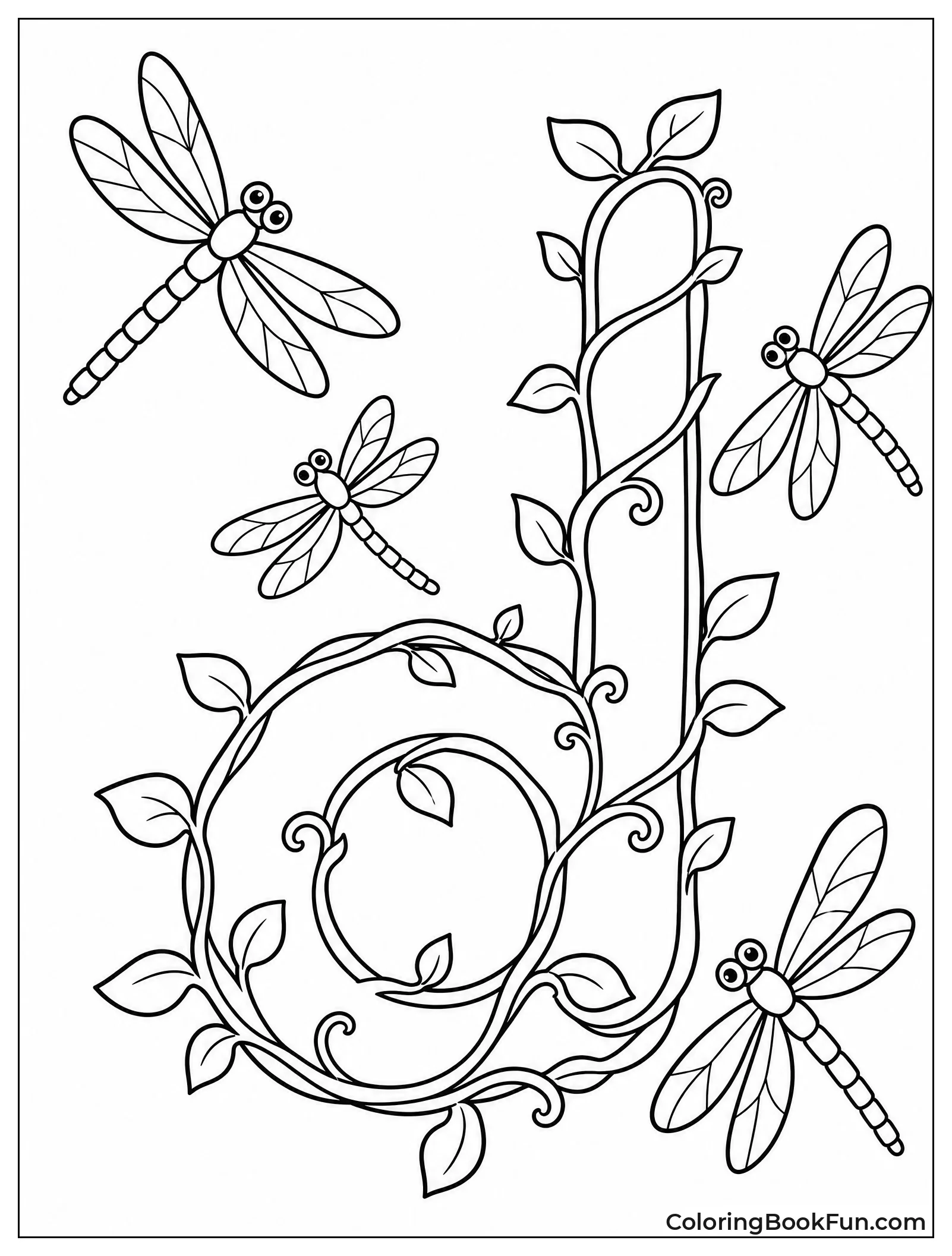 Dragonflies Hover near Vine d