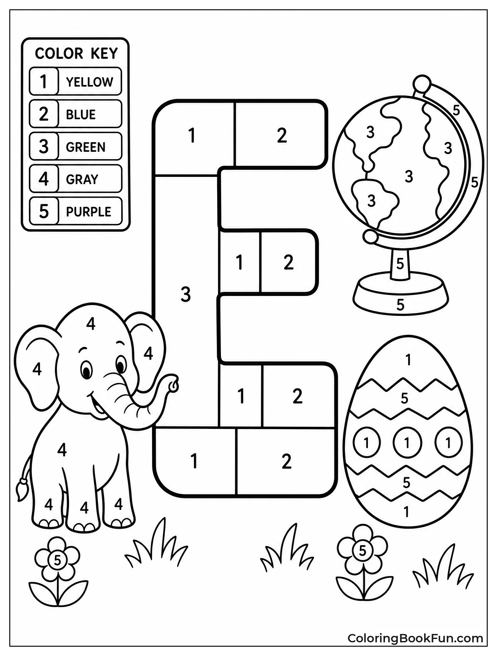 Color by Number Letter E