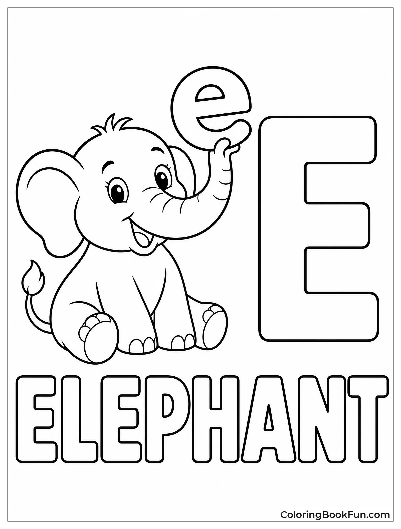 Elephant Holding a Letter E