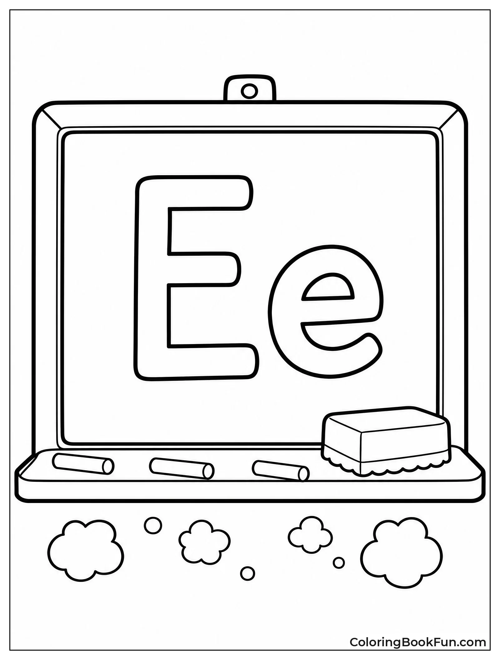 Letter E on a Classroom Chalkboard
