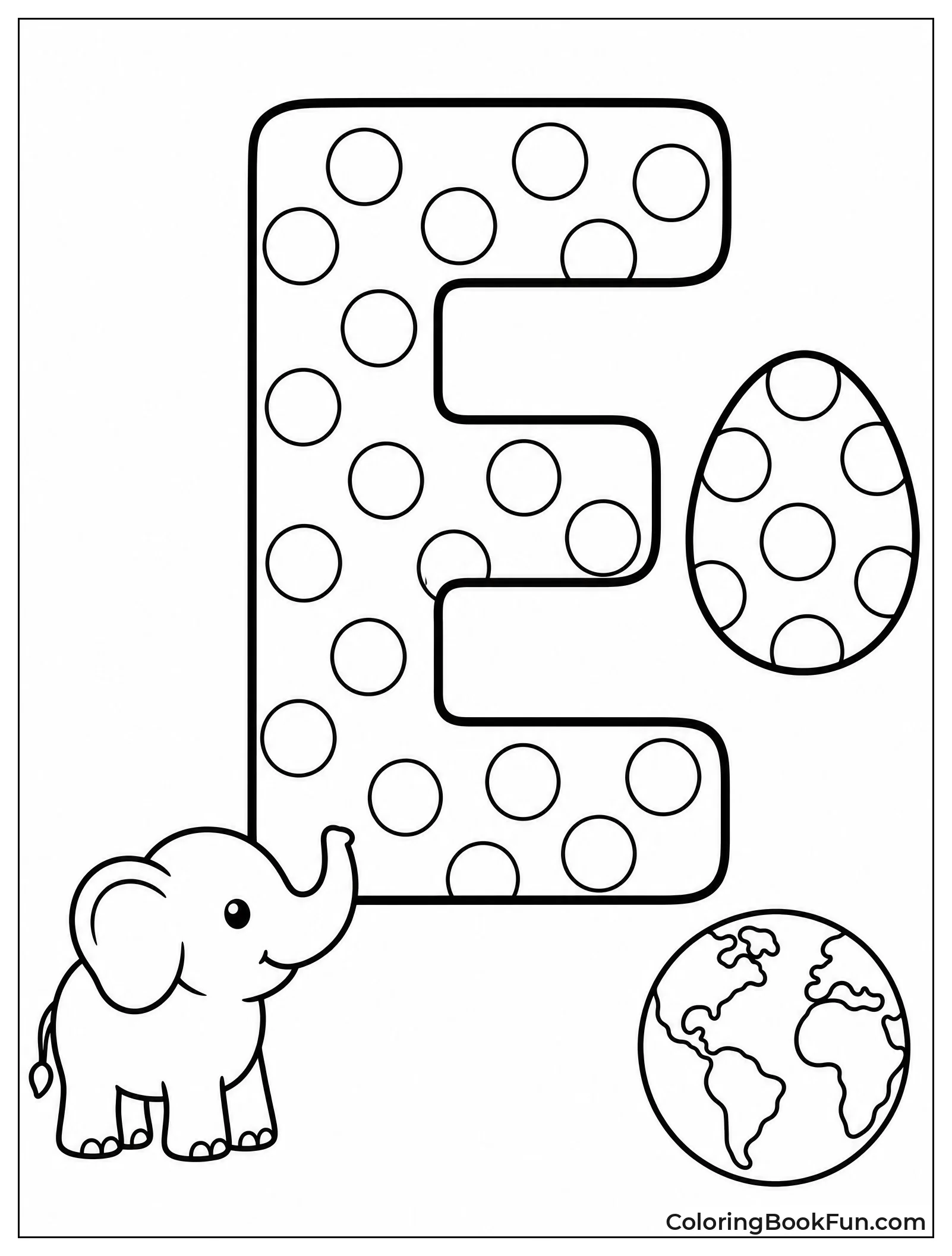 Letter E Covered in Polka Dots